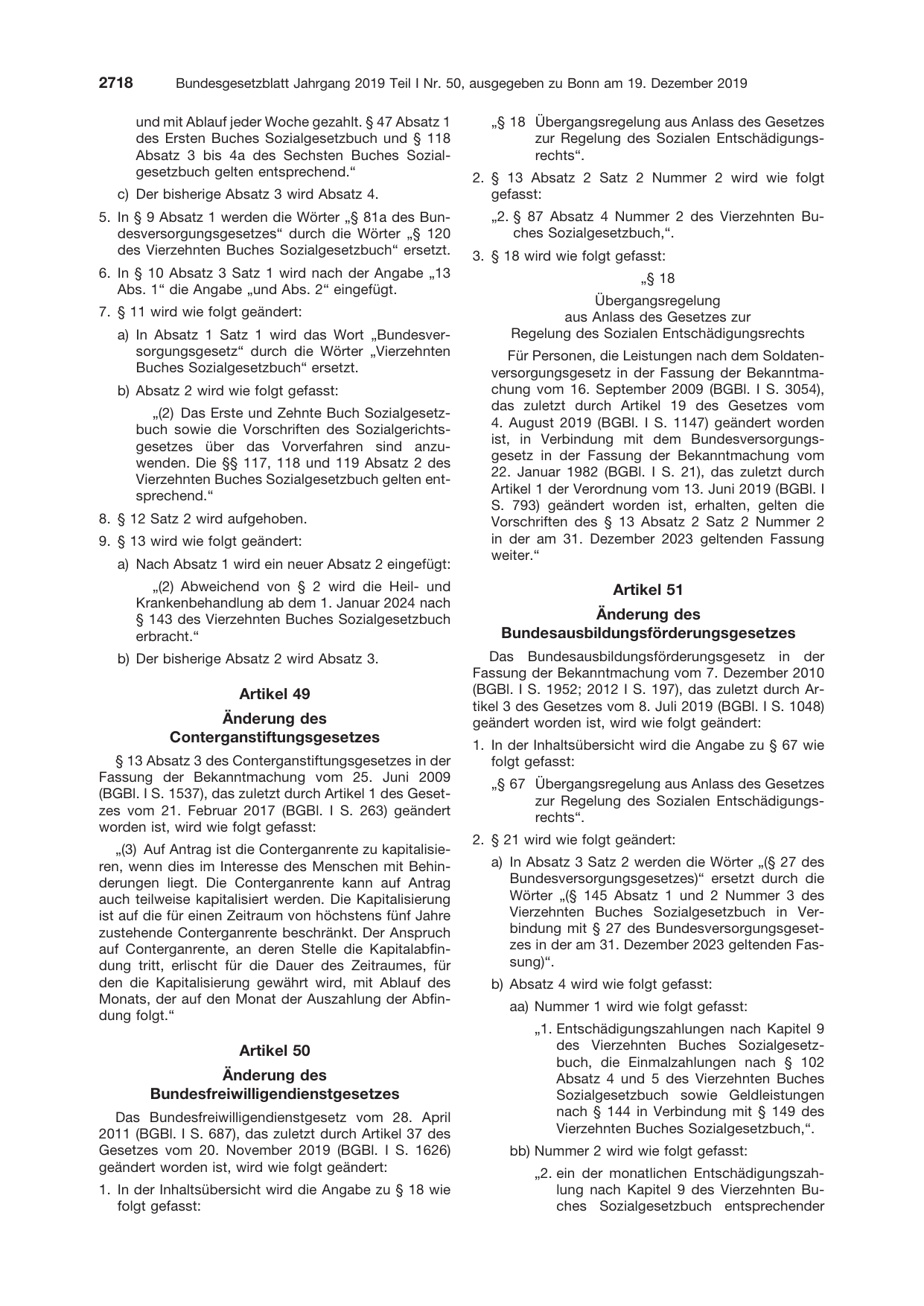 BGBl. 2019, Seite 2718 — Originalseite als Abbildung