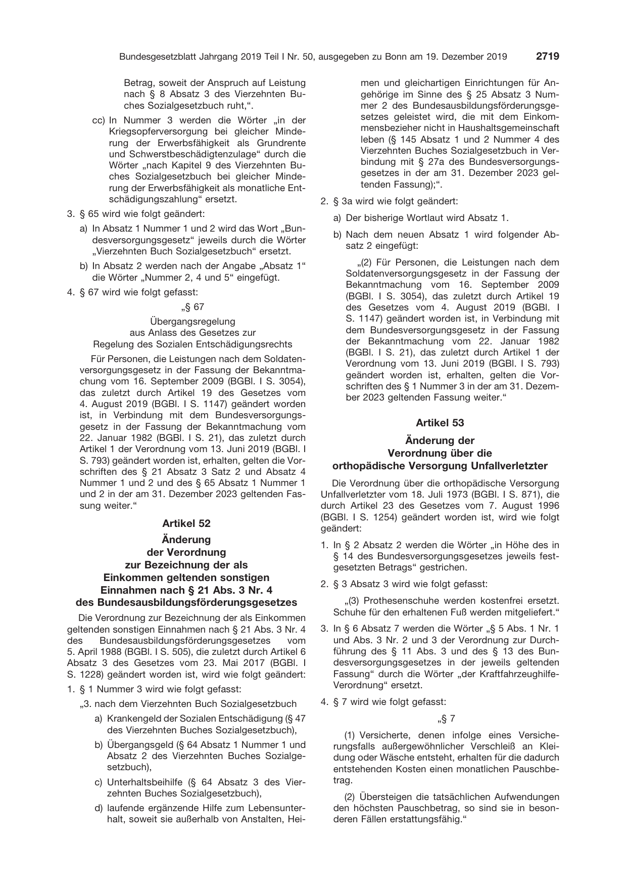 BGBl. 2019, Seite 2719 — Originalseite als Abbildung