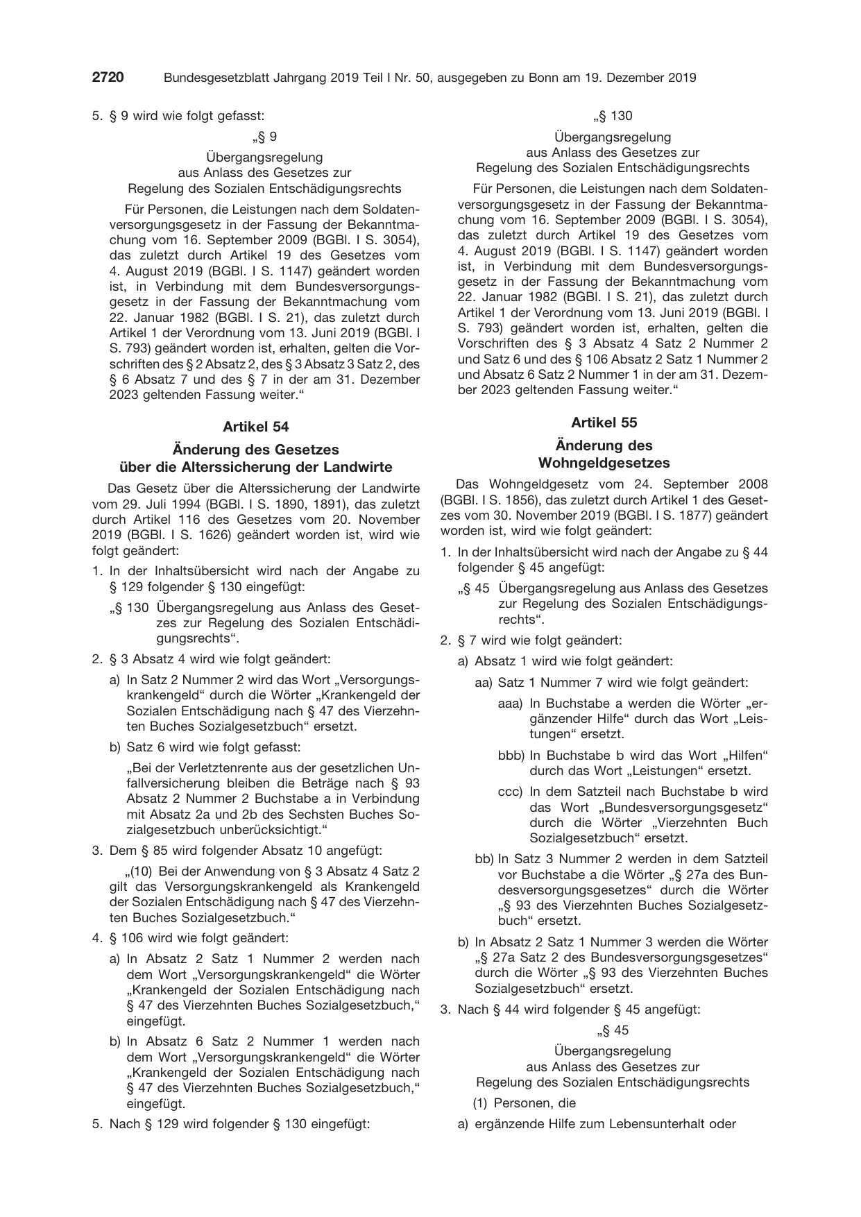 BGBl. 2019, Seite 2720 — Originalseite als Abbildung