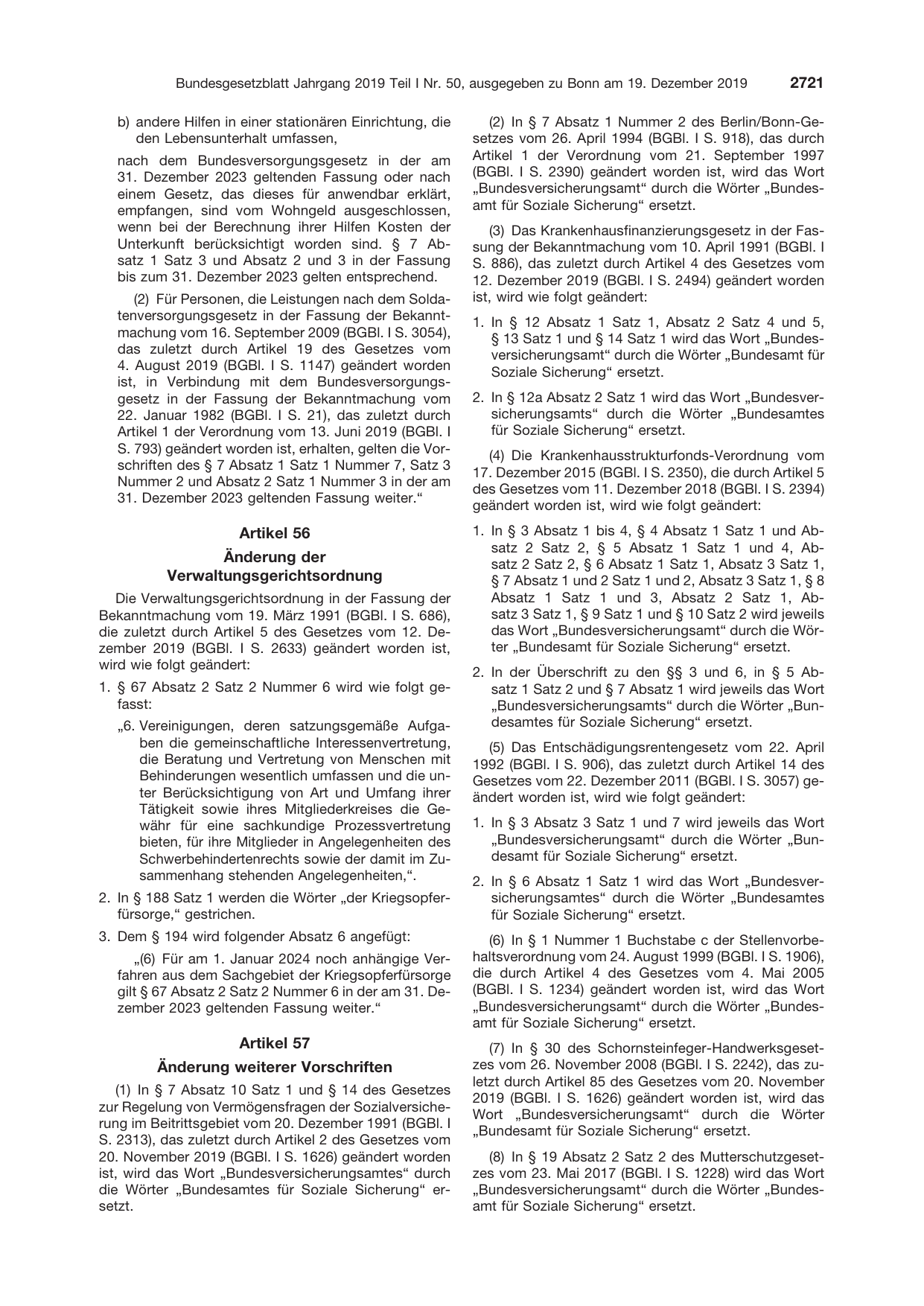 BGBl. 2019, Seite 2721 — Originalseite als Abbildung