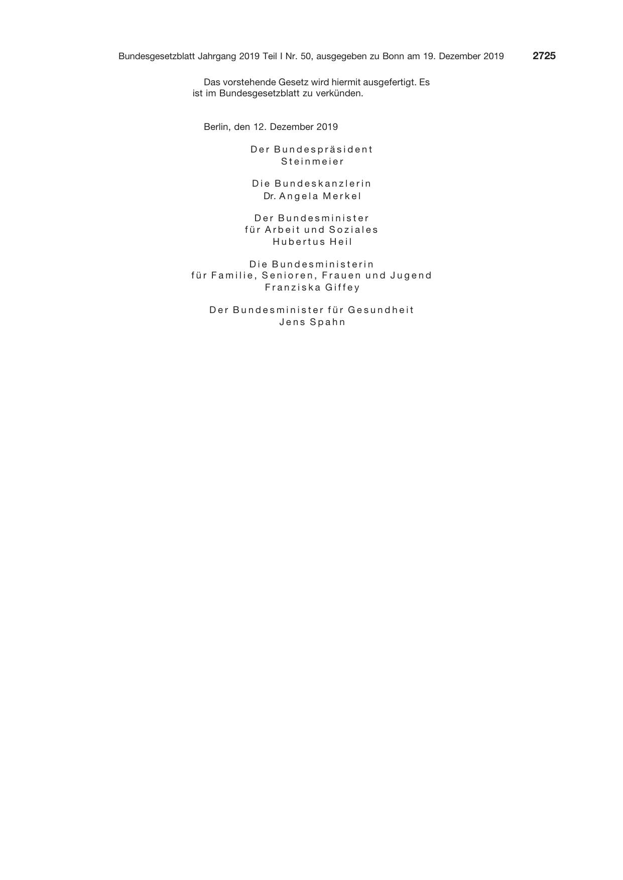 BGBl. 2019, Seite 2725 — Originalseite als Abbildung
