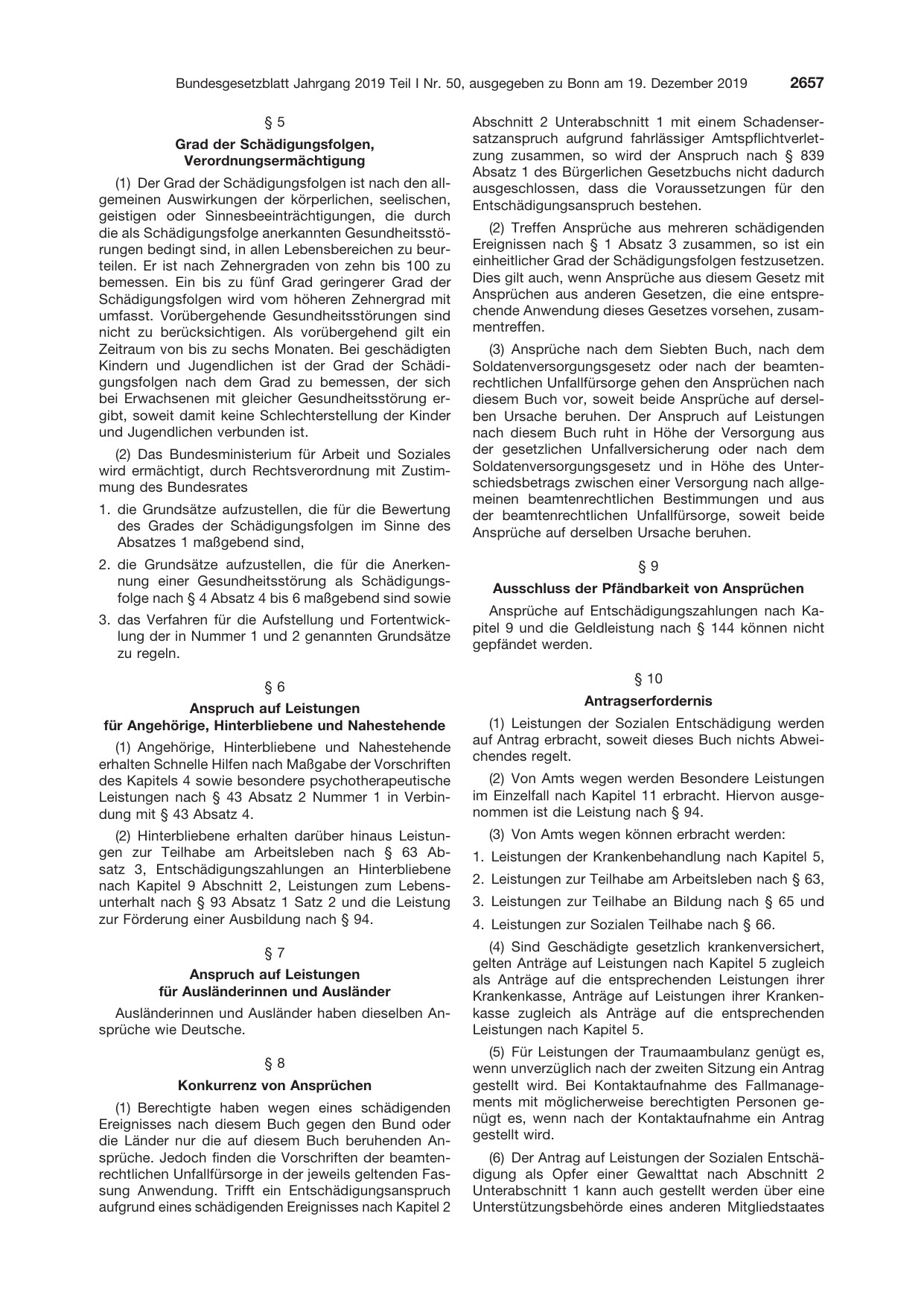 BGBl. 2019, Seite 2657 — Originalseite als Abbildung