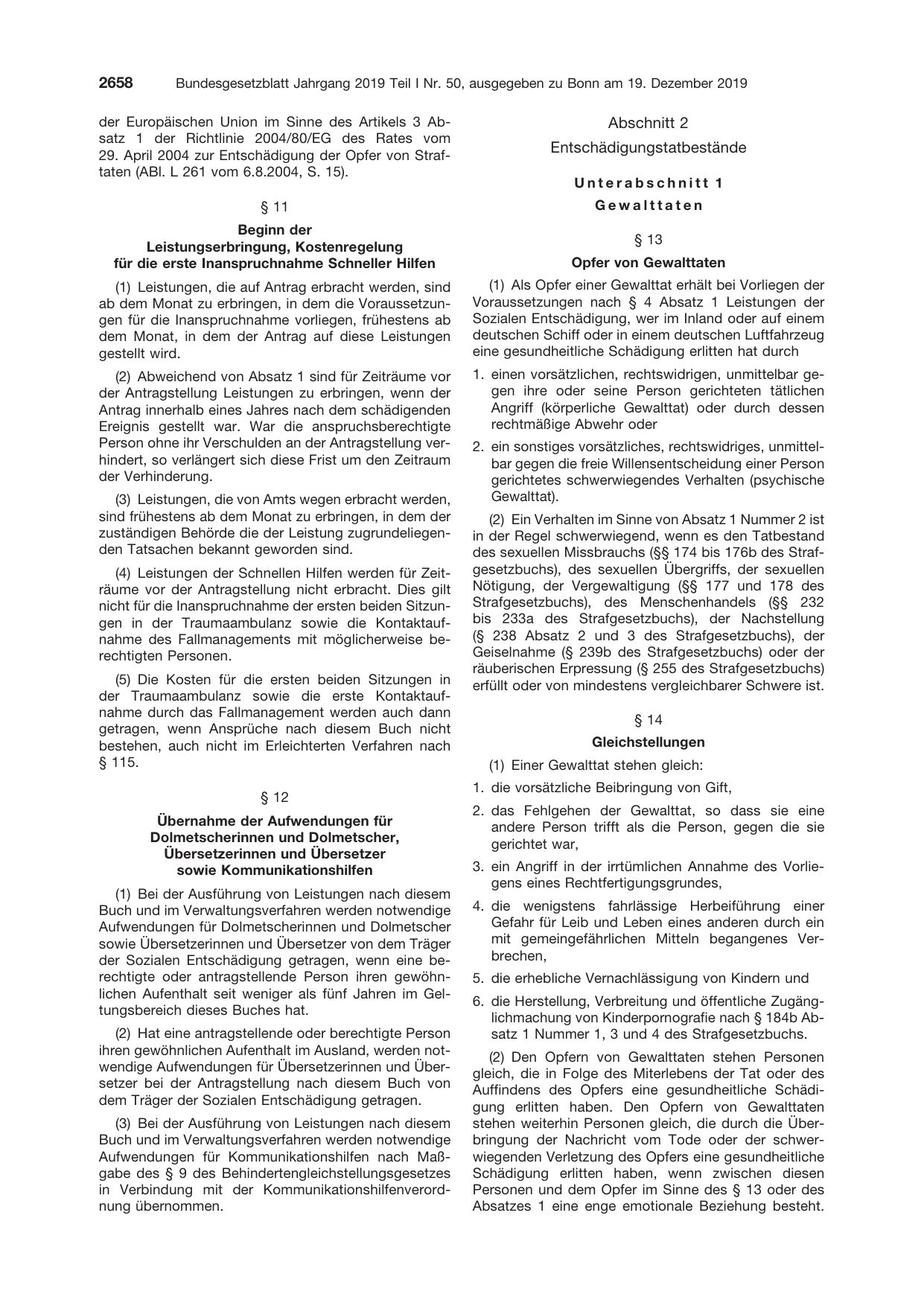 BGBl. 2019, Seite 2658 — Originalseite als Abbildung