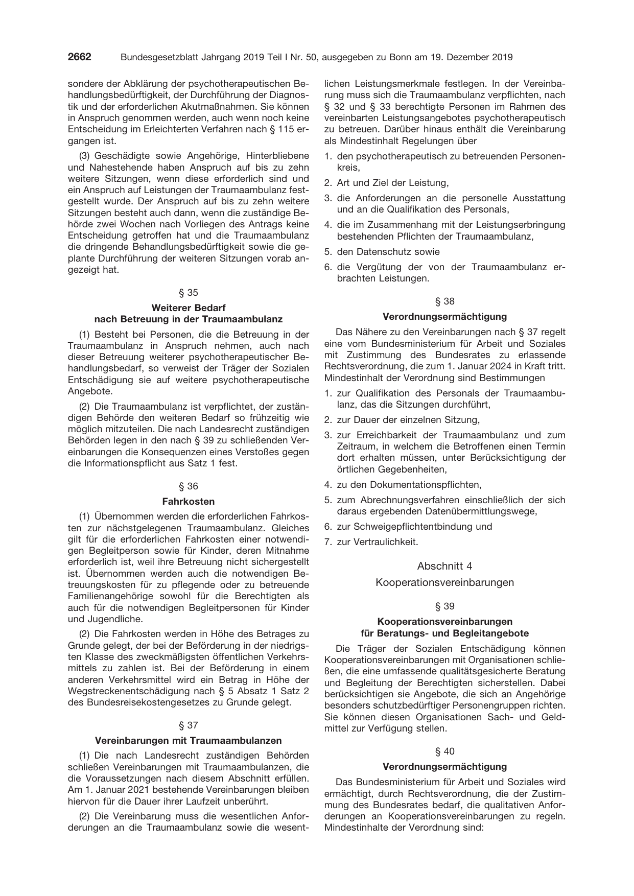 BGBl. 2019, Seite 2662 — Originalseite als Abbildung