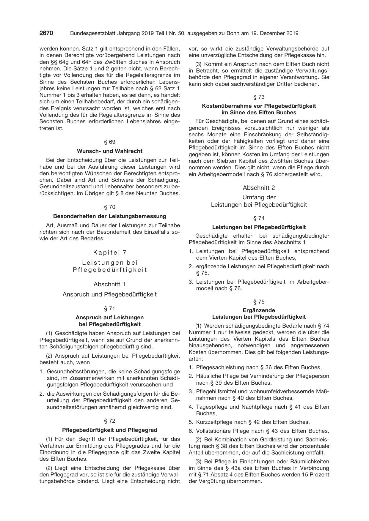 BGBl. 2019, Seite 2670 — Originalseite als Abbildung