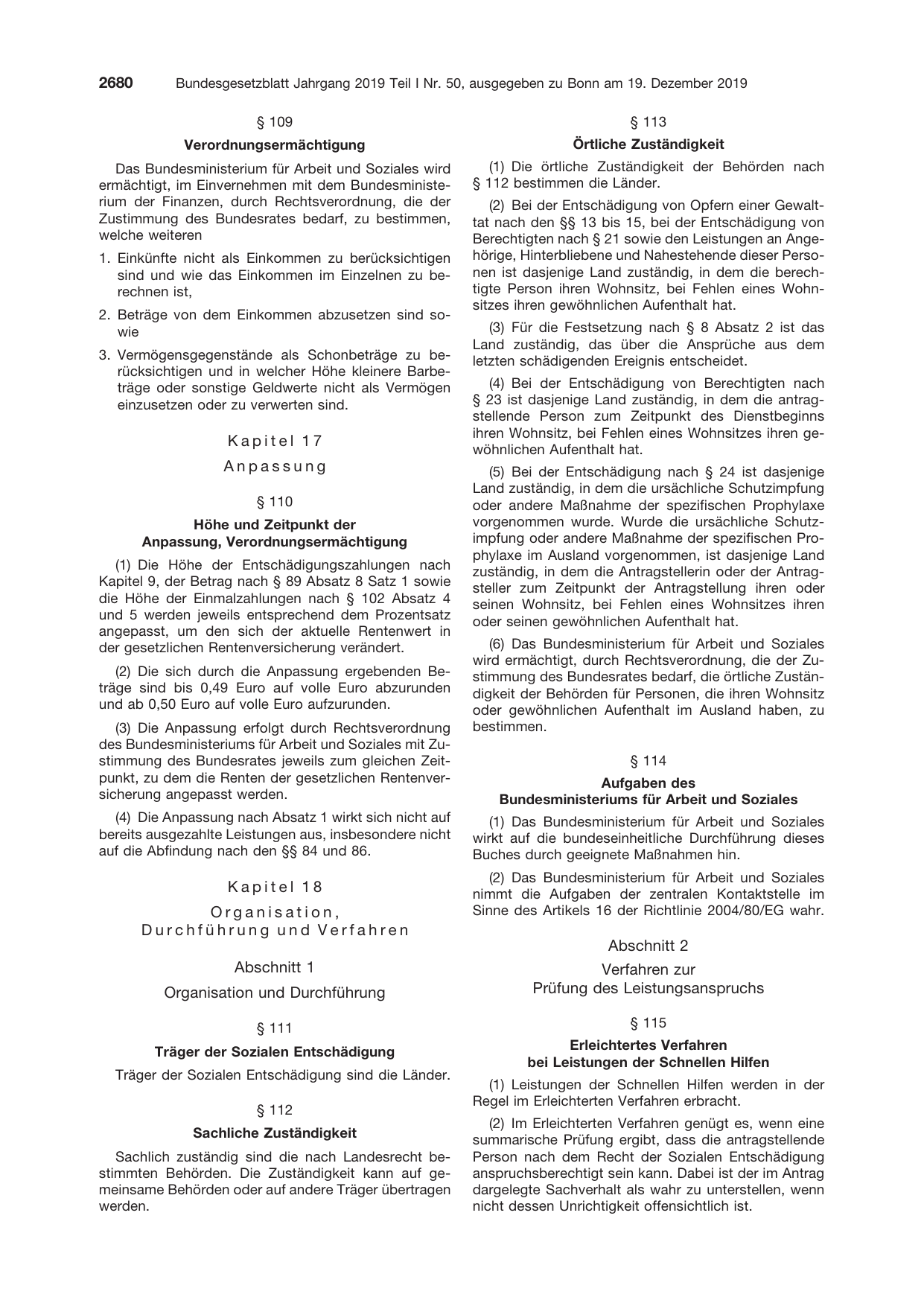 BGBl. 2019, Seite 2680 — Originalseite als Abbildung