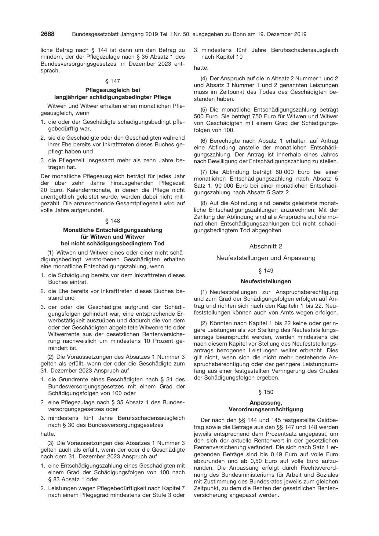 BGBl. 2019, Seite 2688 — Originalseite als Abbildung