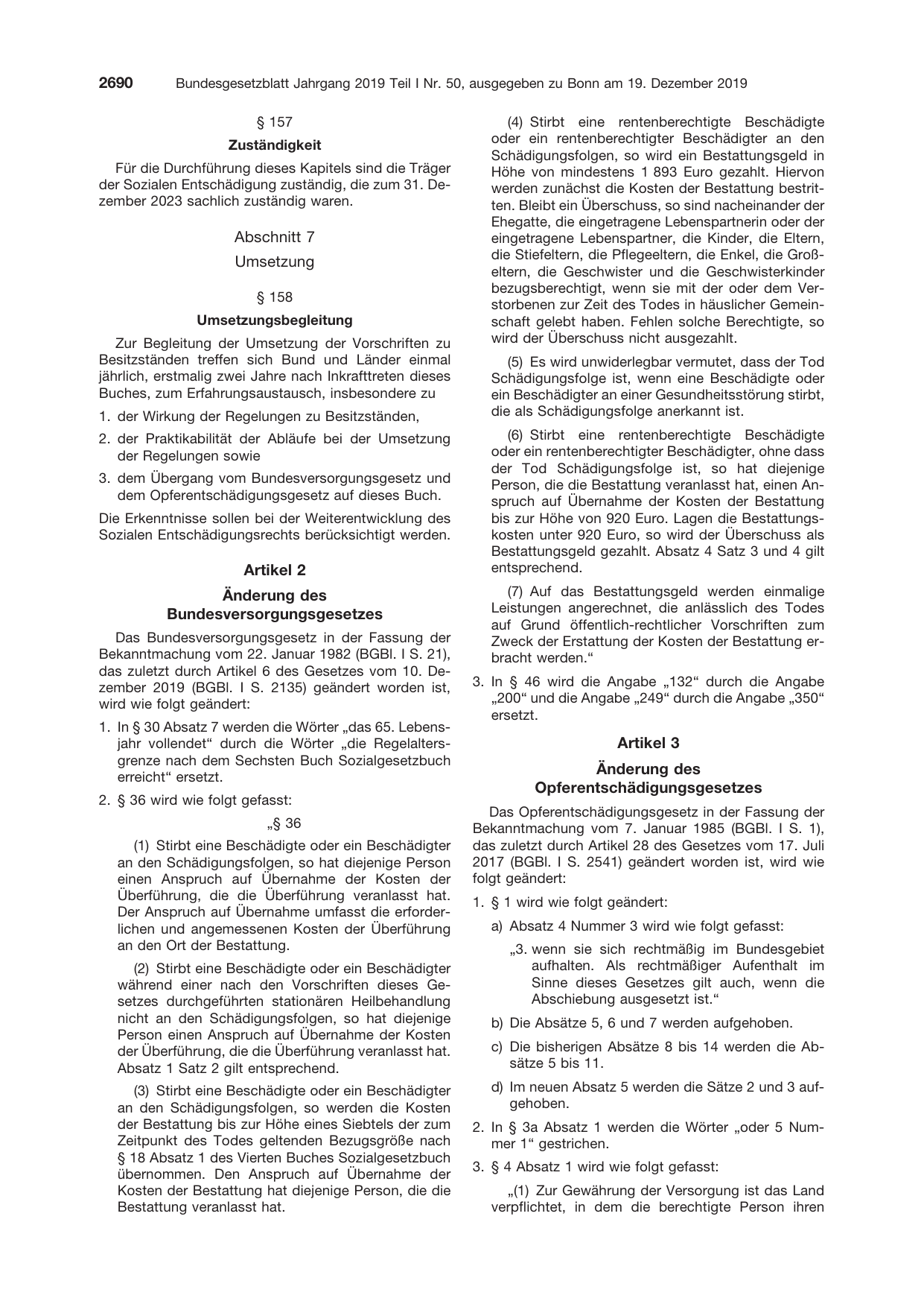 BGBl. 2019, Seite 2690 — Originalseite als Abbildung