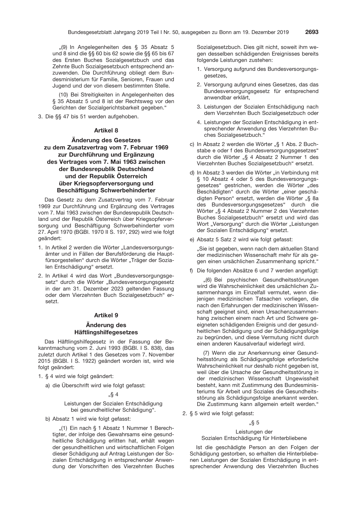 BGBl. 2019, Seite 2693 — Originalseite als Abbildung