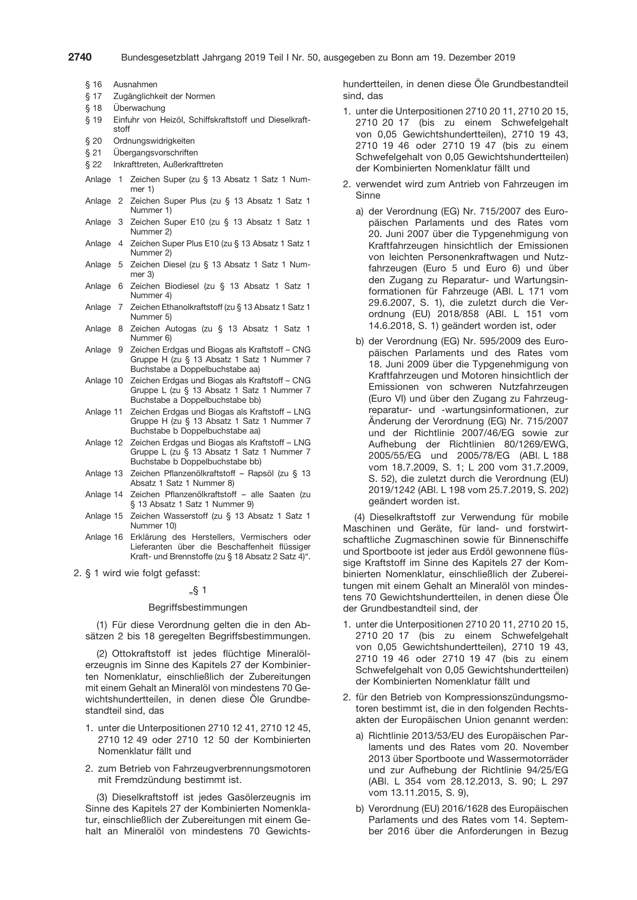 BGBl. 2019, Seite 2740 — Originalseite als Abbildung