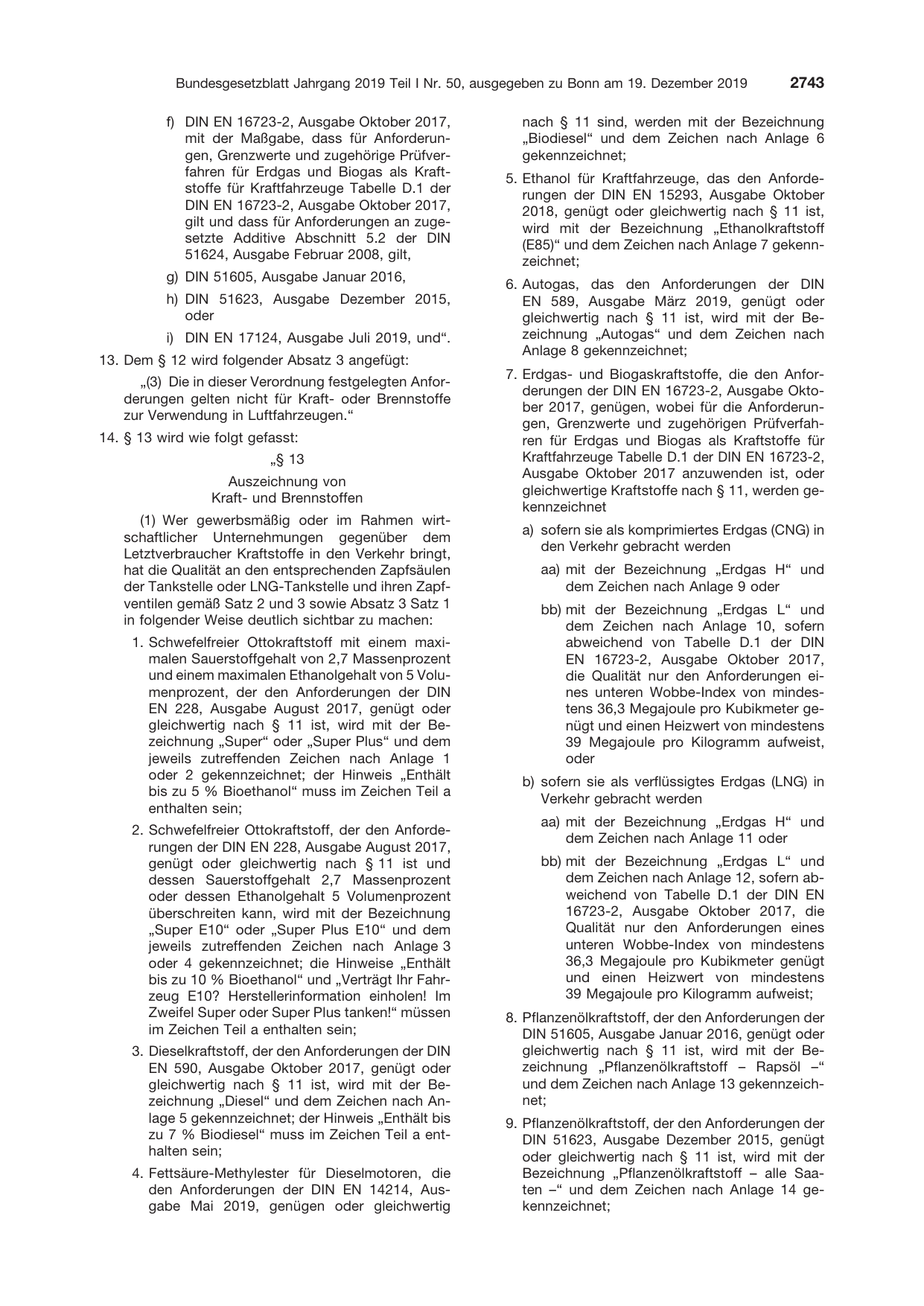 BGBl. 2019, Seite 2743 — Originalseite als Abbildung