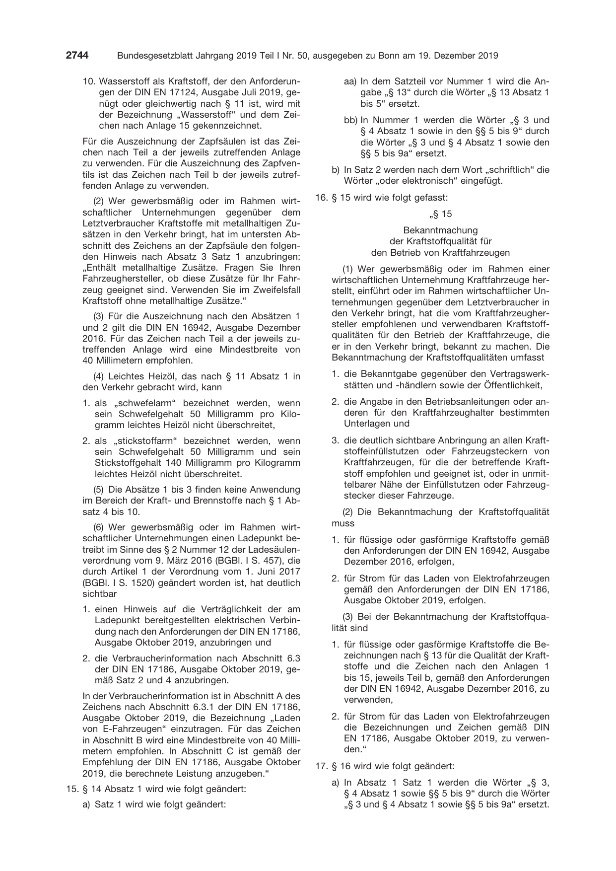 BGBl. 2019, Seite 2744 — Originalseite als Abbildung