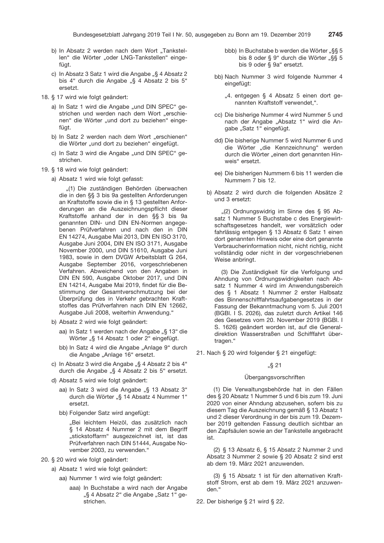 BGBl. 2019, Seite 2745 — Originalseite als Abbildung