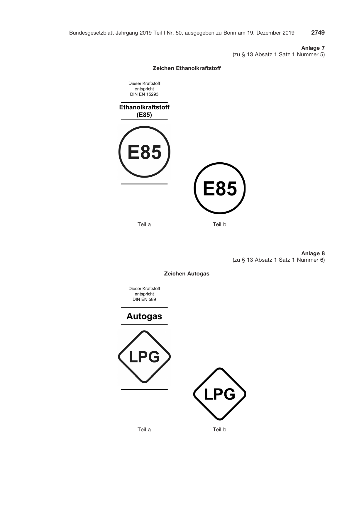 BGBl. 2019, Seite 2749 — Originalseite als Abbildung