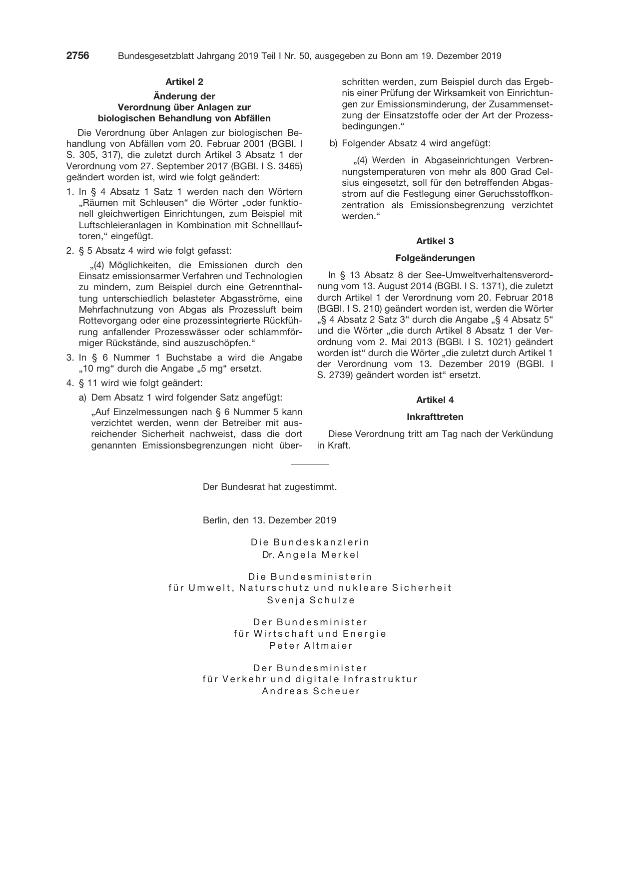 BGBl. 2019, Seite 2756 — Originalseite als Abbildung