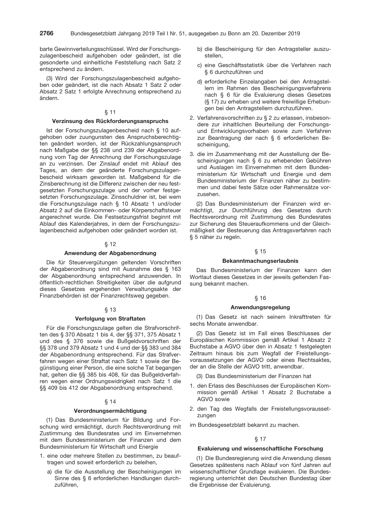 BGBl. 2019, Seite 2766 — Originalseite als Abbildung