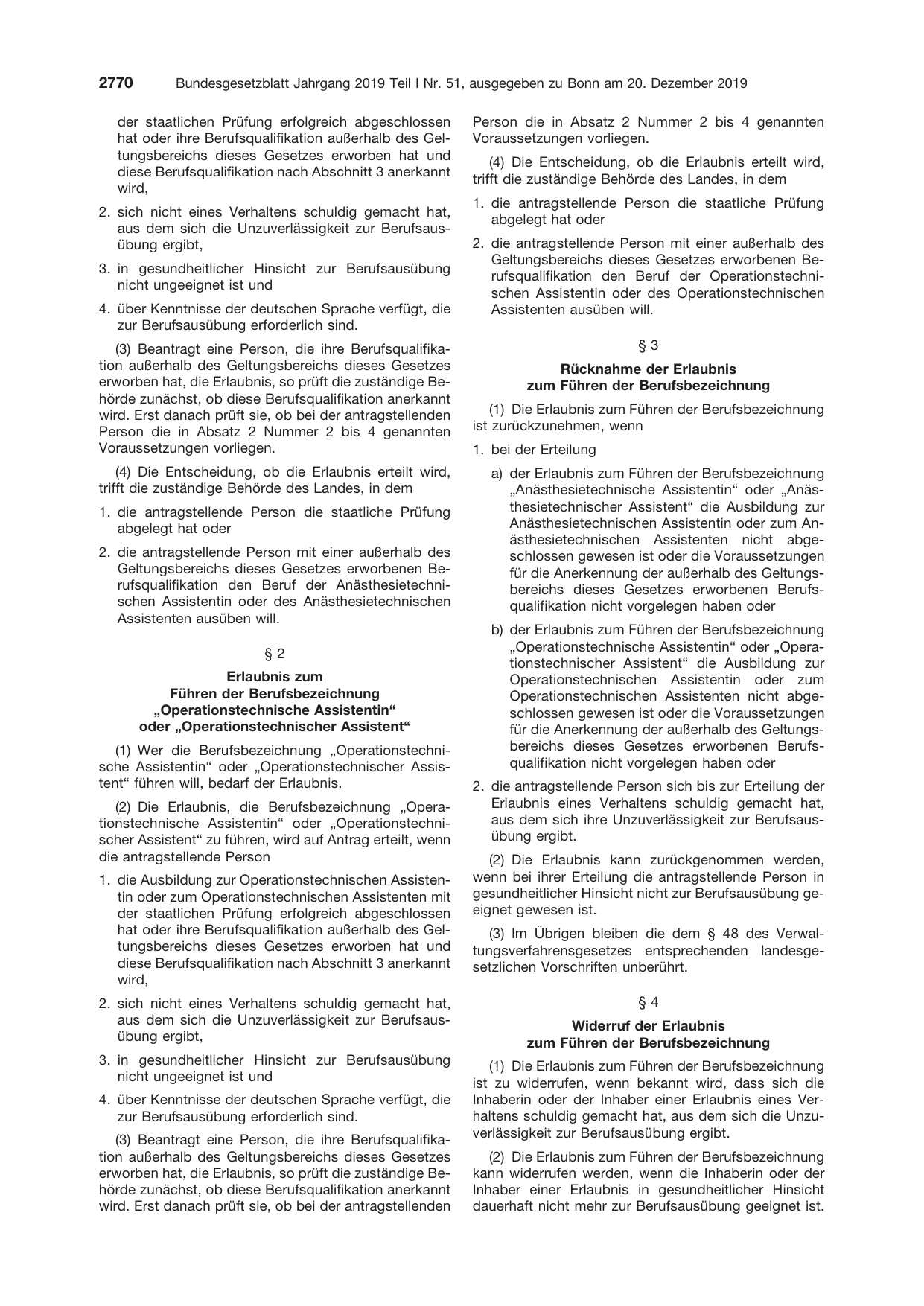 BGBl. 2019, Seite 2770 — Originalseite als Abbildung
