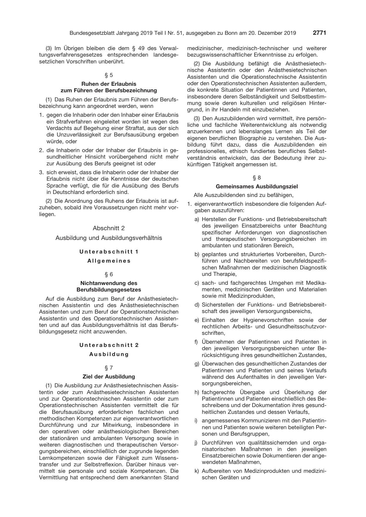 BGBl. 2019, Seite 2771 — Originalseite als Abbildung