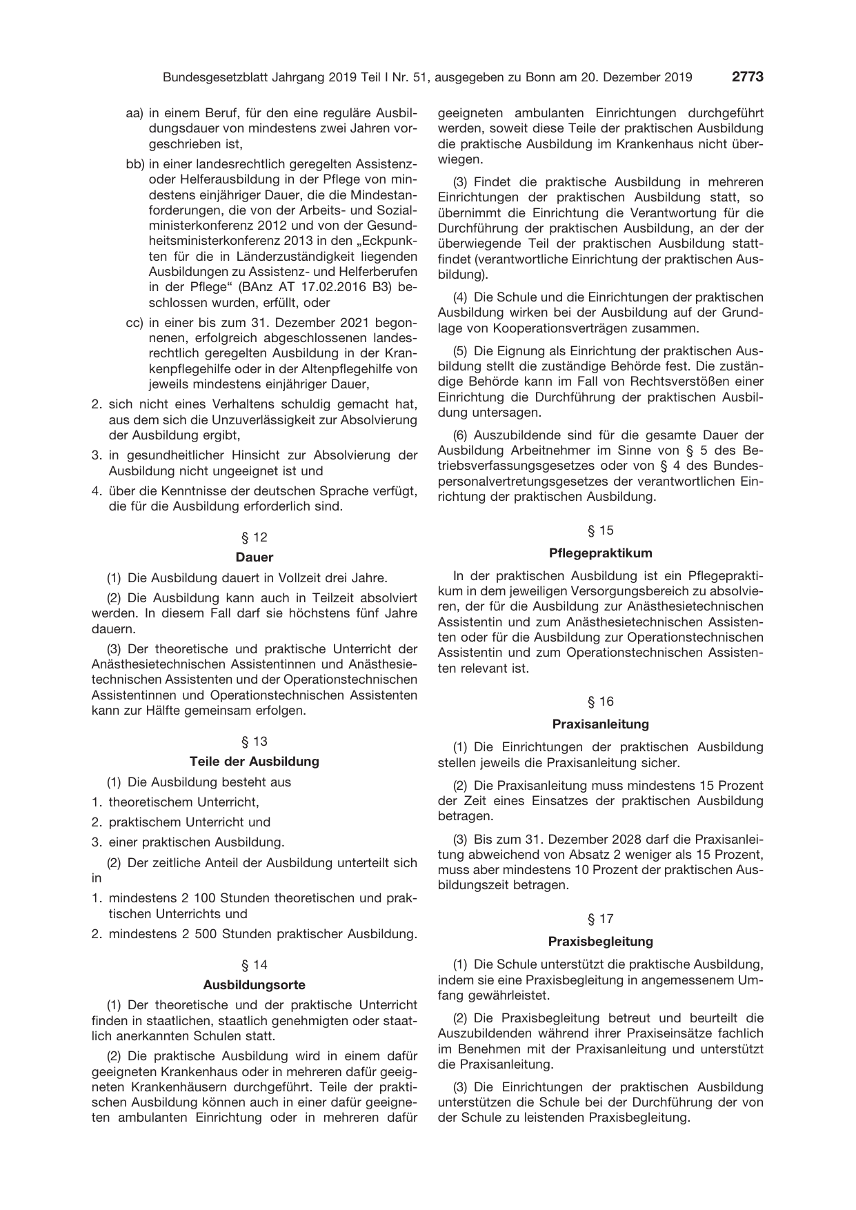 BGBl. 2019, Seite 2773 — Originalseite als Abbildung