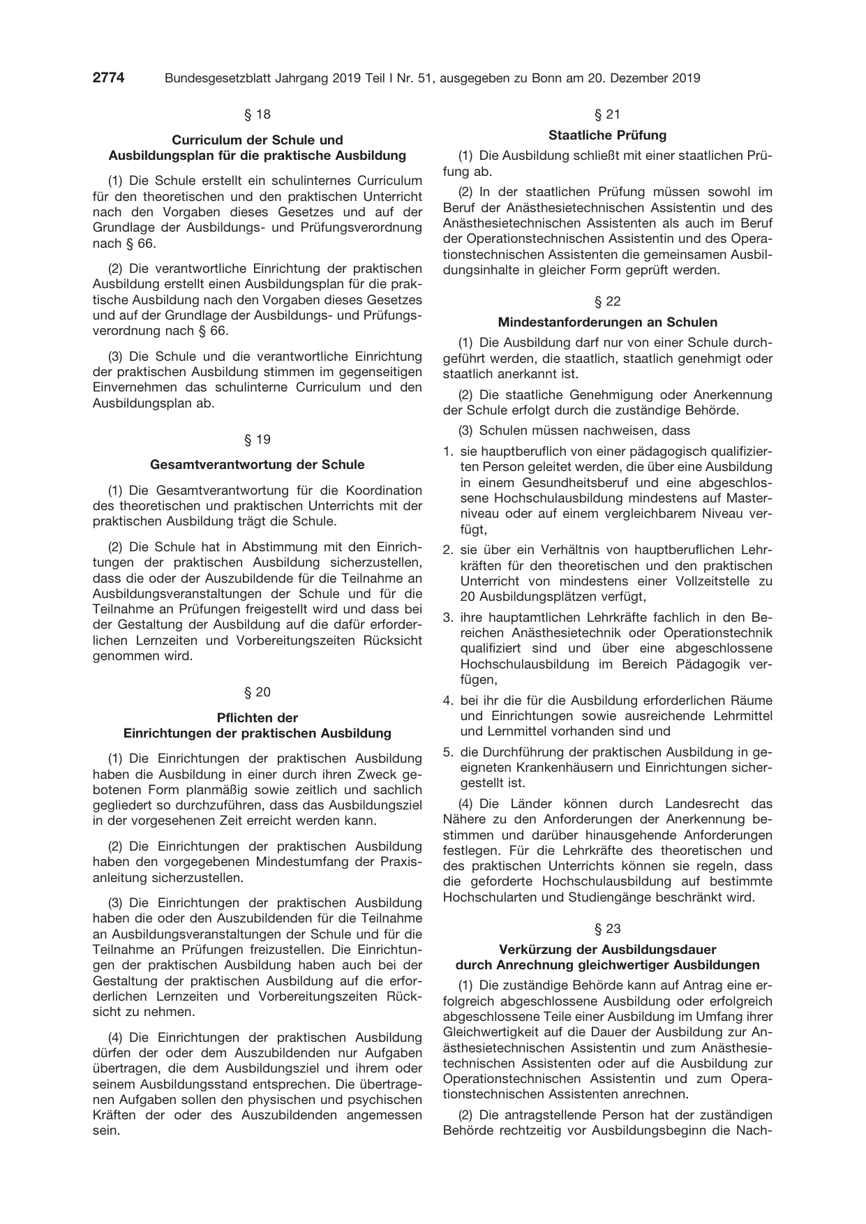 BGBl. 2019, Seite 2774 — Originalseite als Abbildung