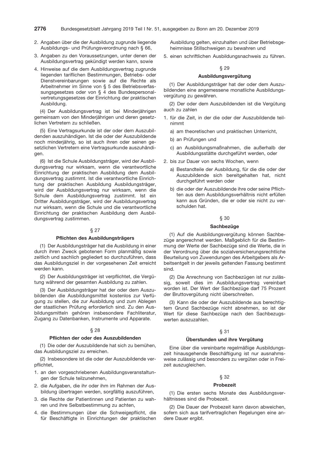 BGBl. 2019, Seite 2776 — Originalseite als Abbildung