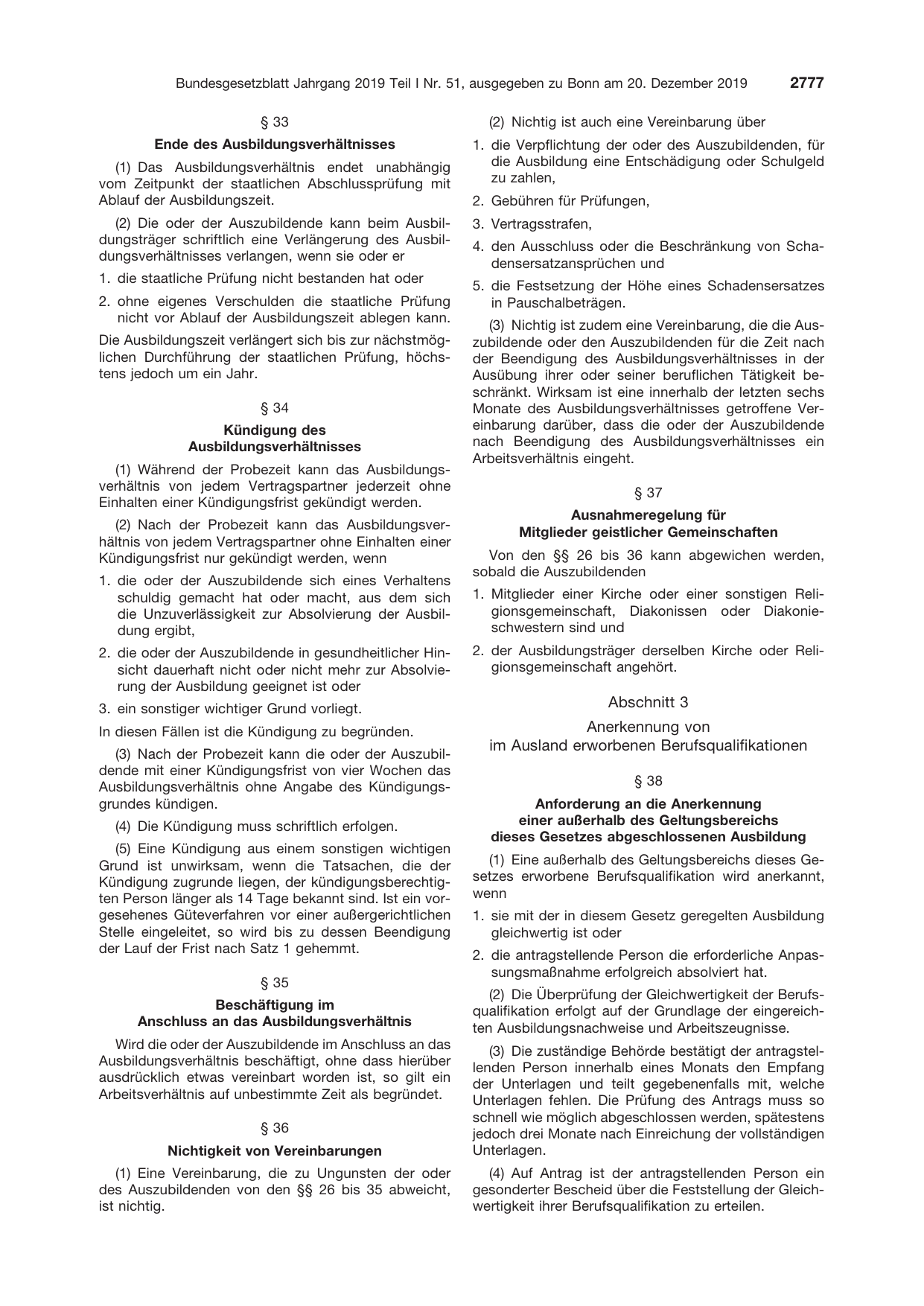 BGBl. 2019, Seite 2777 — Originalseite als Abbildung