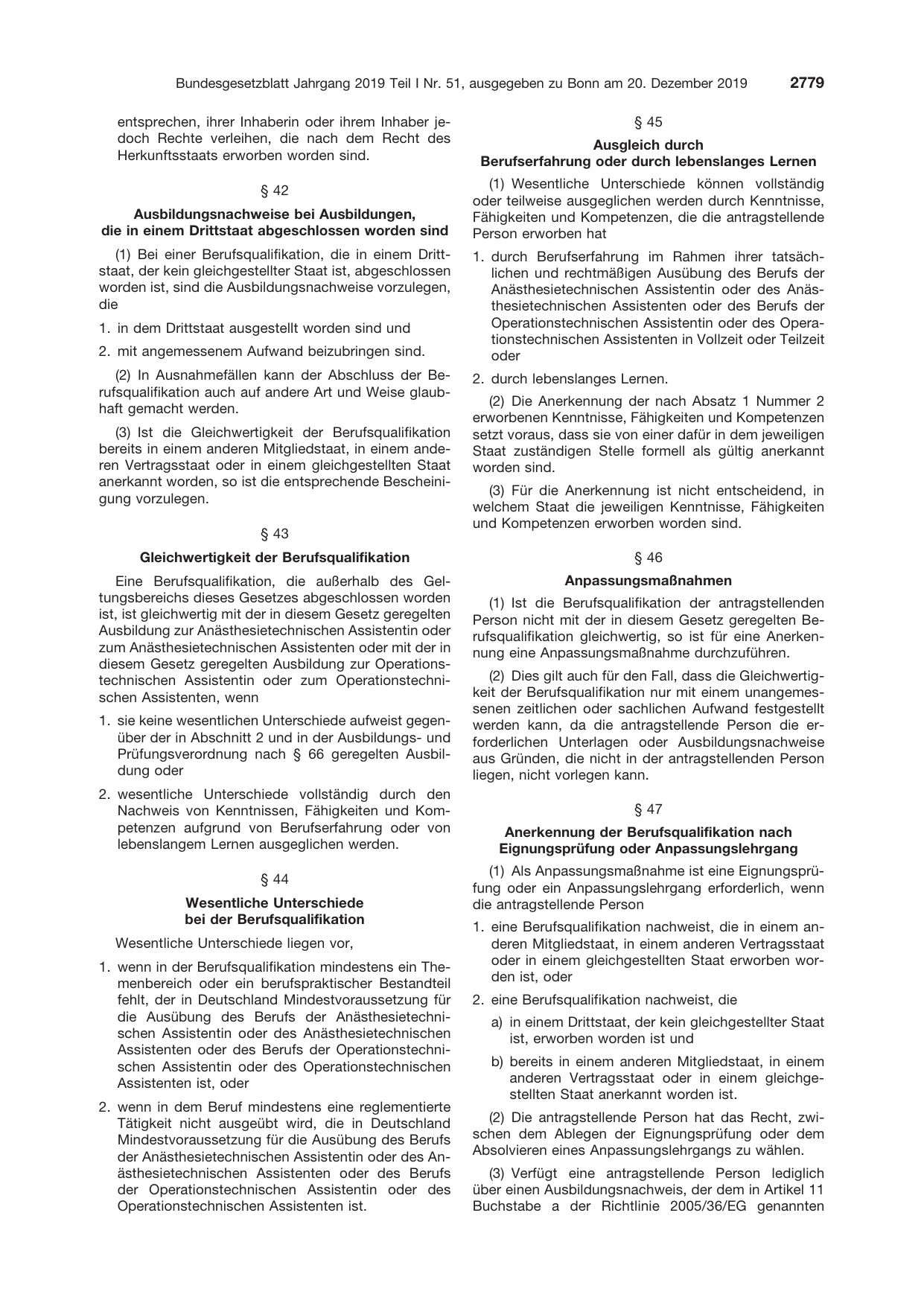 BGBl. 2019, Seite 2779 — Originalseite als Abbildung