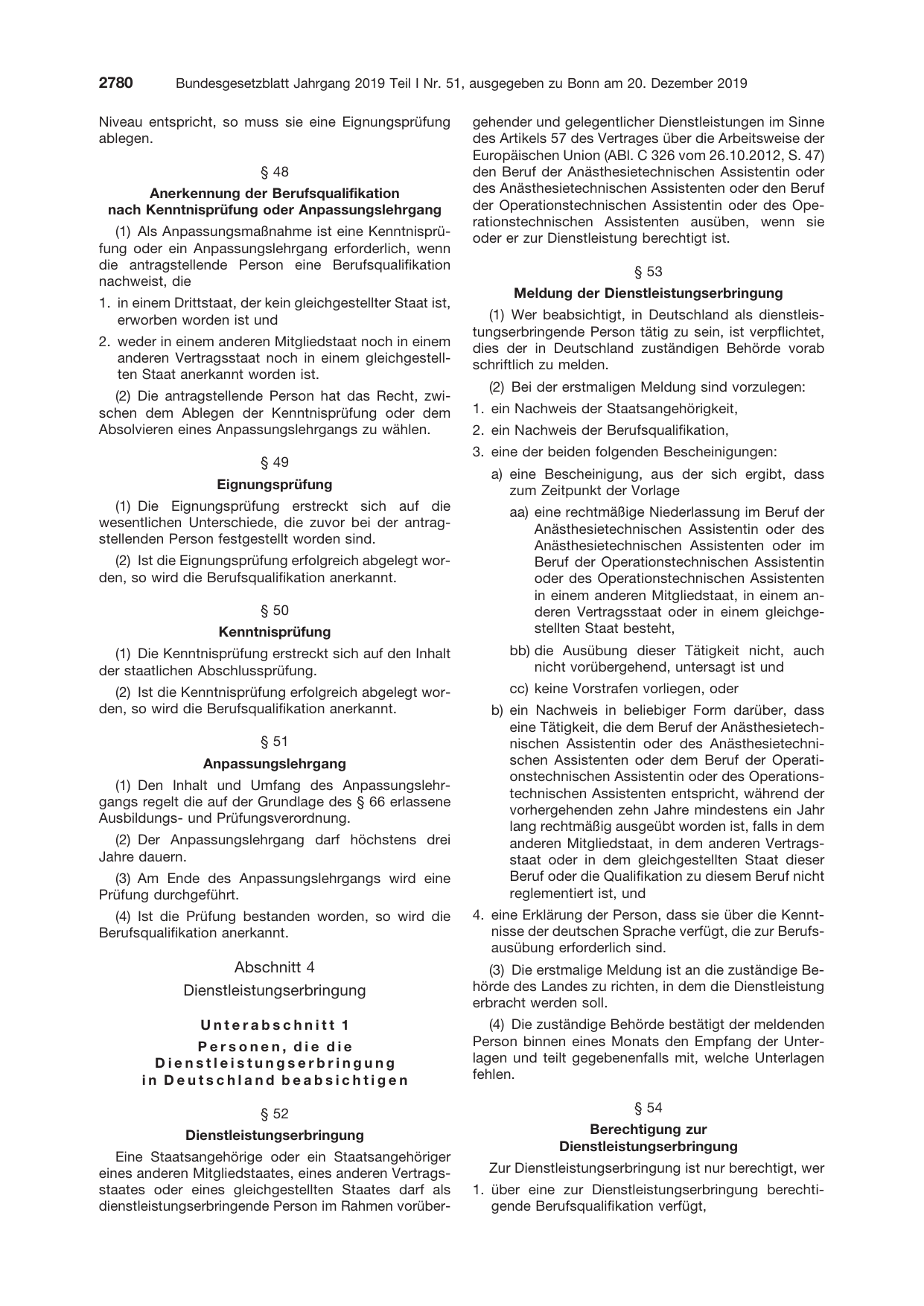 BGBl. 2019, Seite 2780 — Originalseite als Abbildung