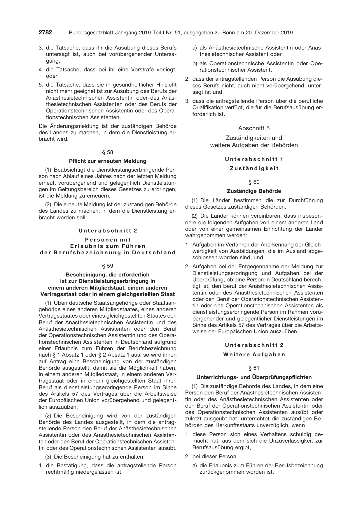 BGBl. 2019, Seite 2782 — Originalseite als Abbildung