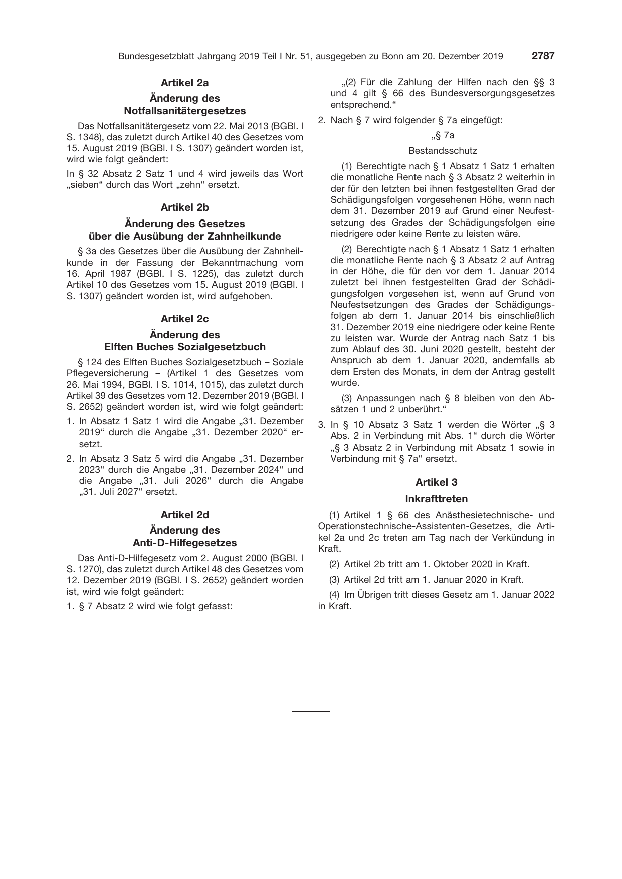 BGBl. 2019, Seite 2787 — Originalseite als Abbildung