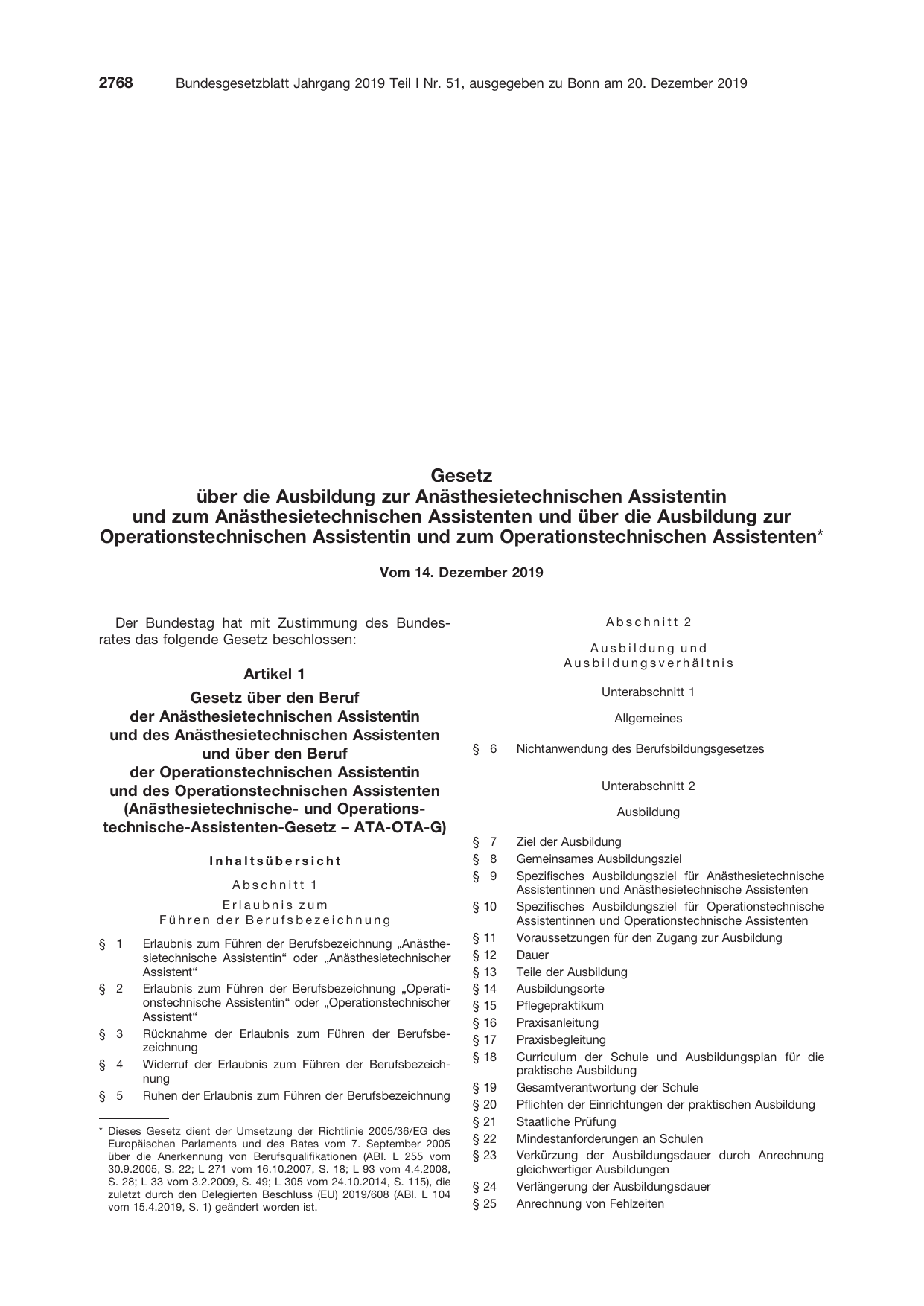 BGBl. 2019, Seite 2768 — Originalseite als Abbildung