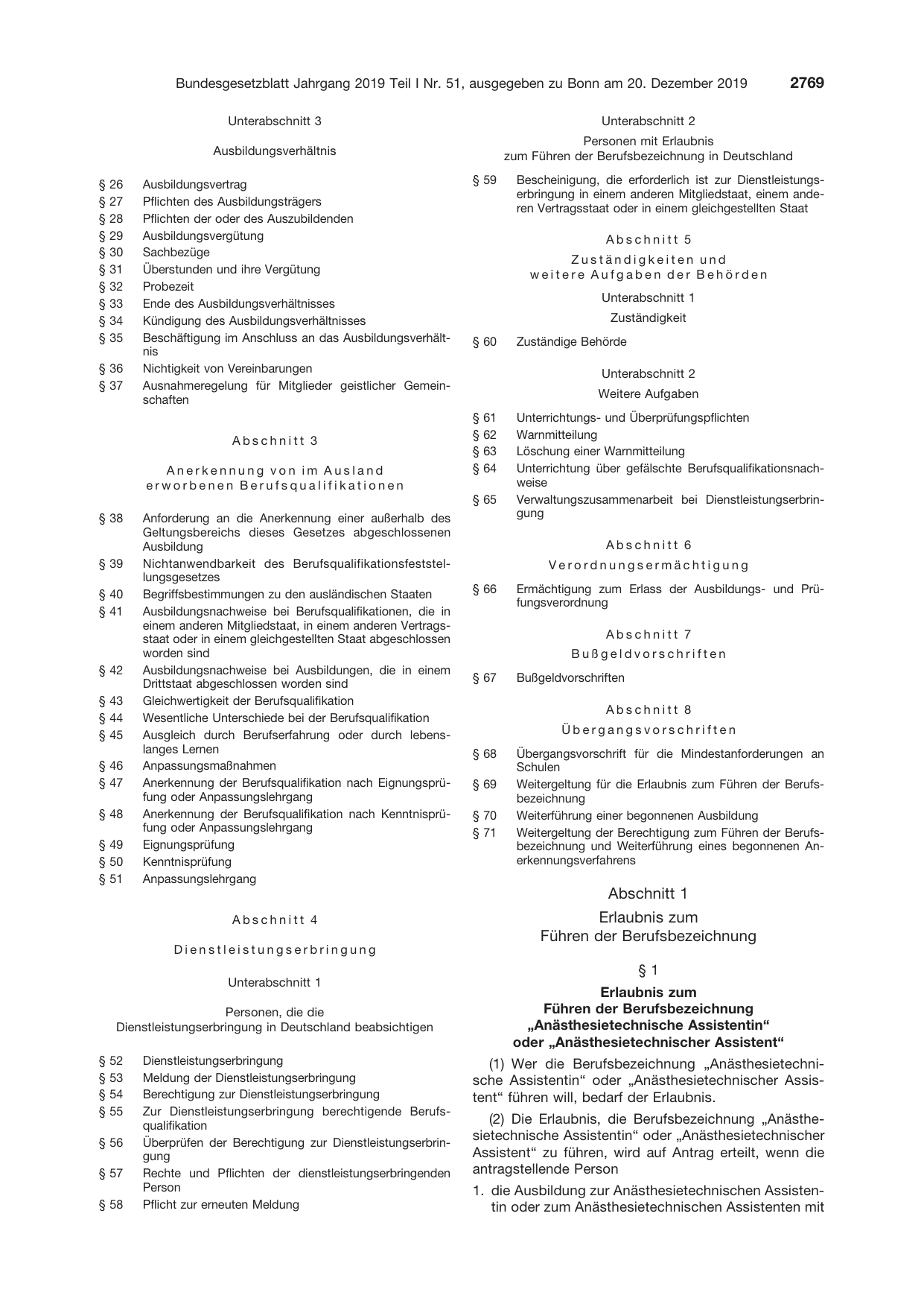 BGBl. 2019, Seite 2769 — Originalseite als Abbildung