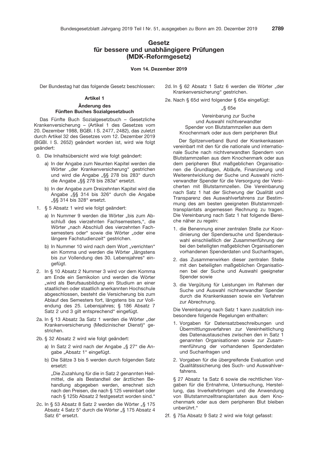 BGBl. 2019, Seite 2789 — Originalseite als Abbildung