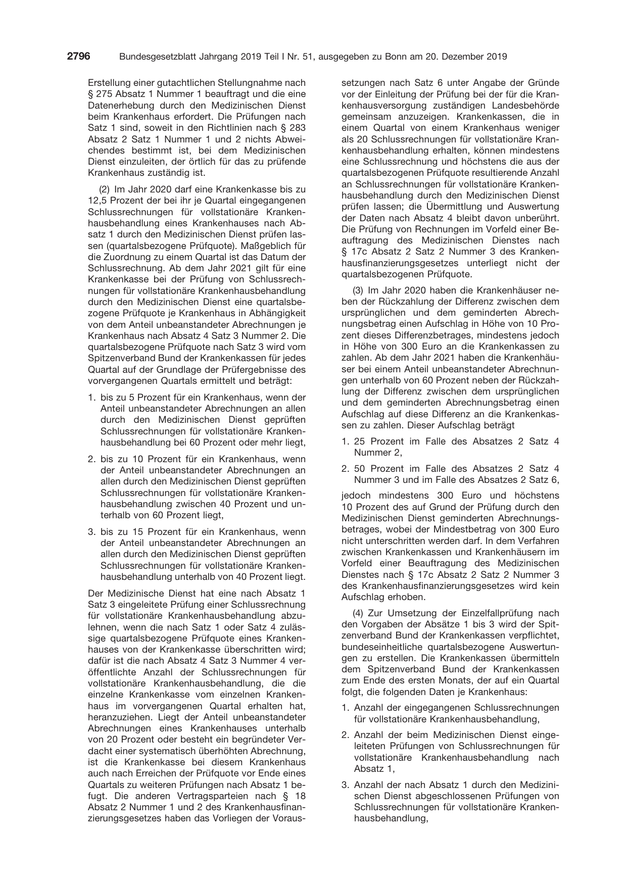 BGBl. 2019, Seite 2796 — Originalseite als Abbildung