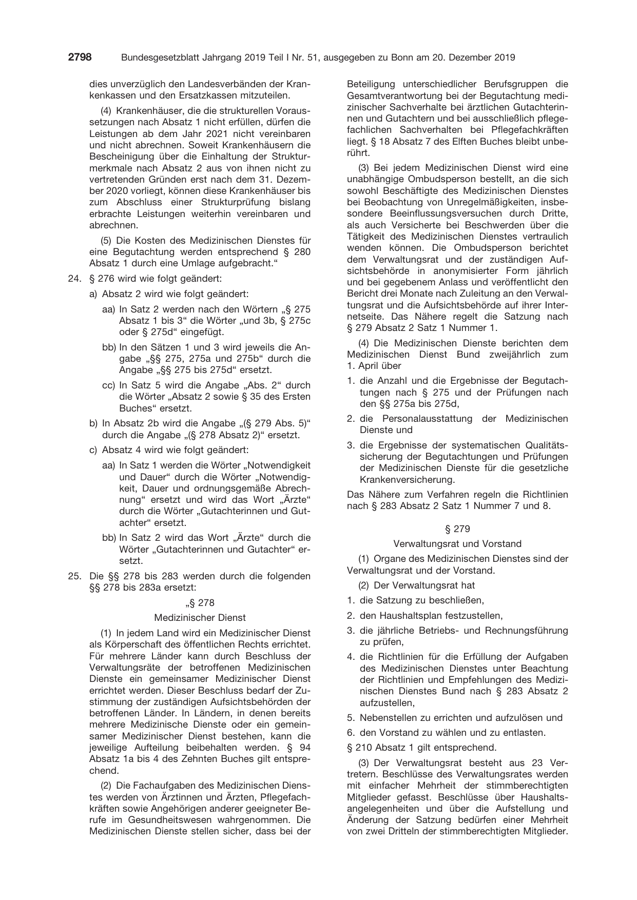 BGBl. 2019, Seite 2798 — Originalseite als Abbildung