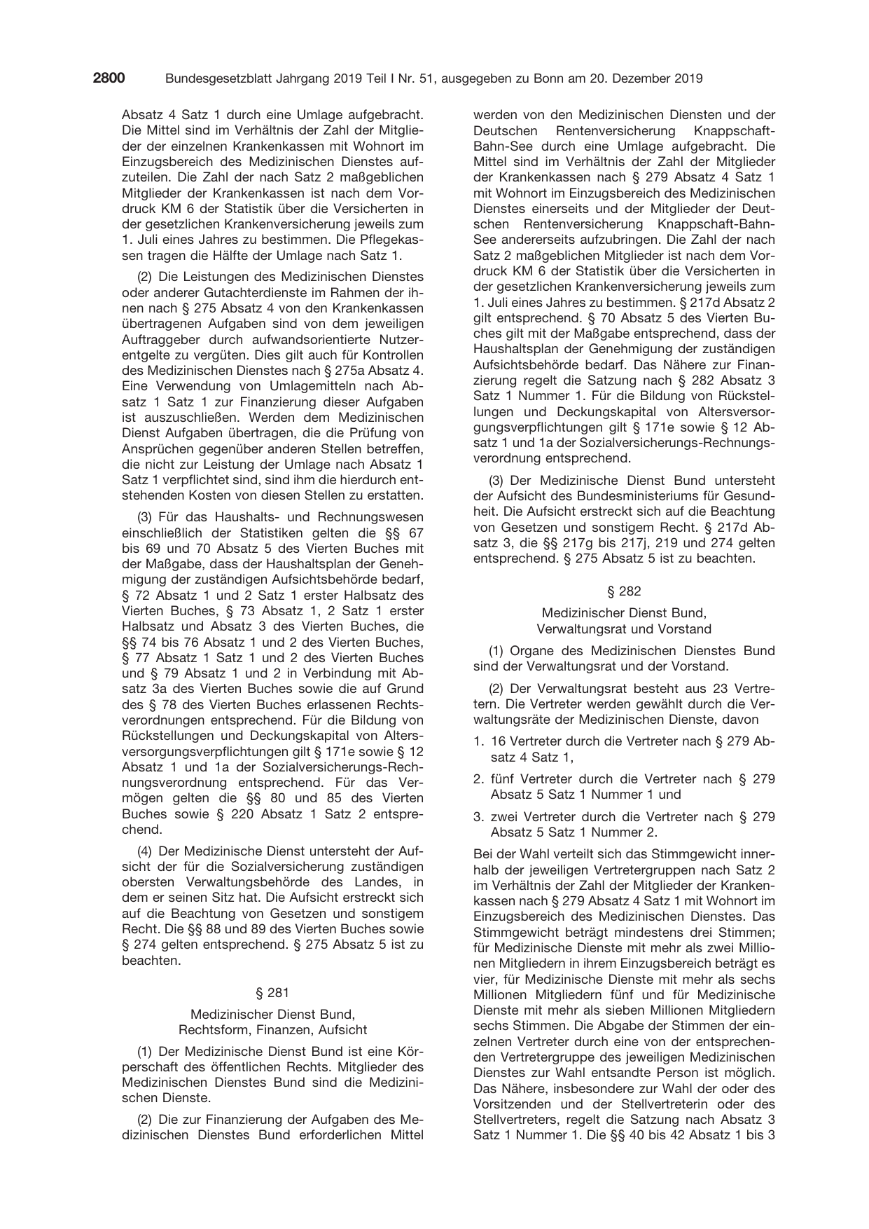 BGBl. 2019, Seite 2800 — Originalseite als Abbildung