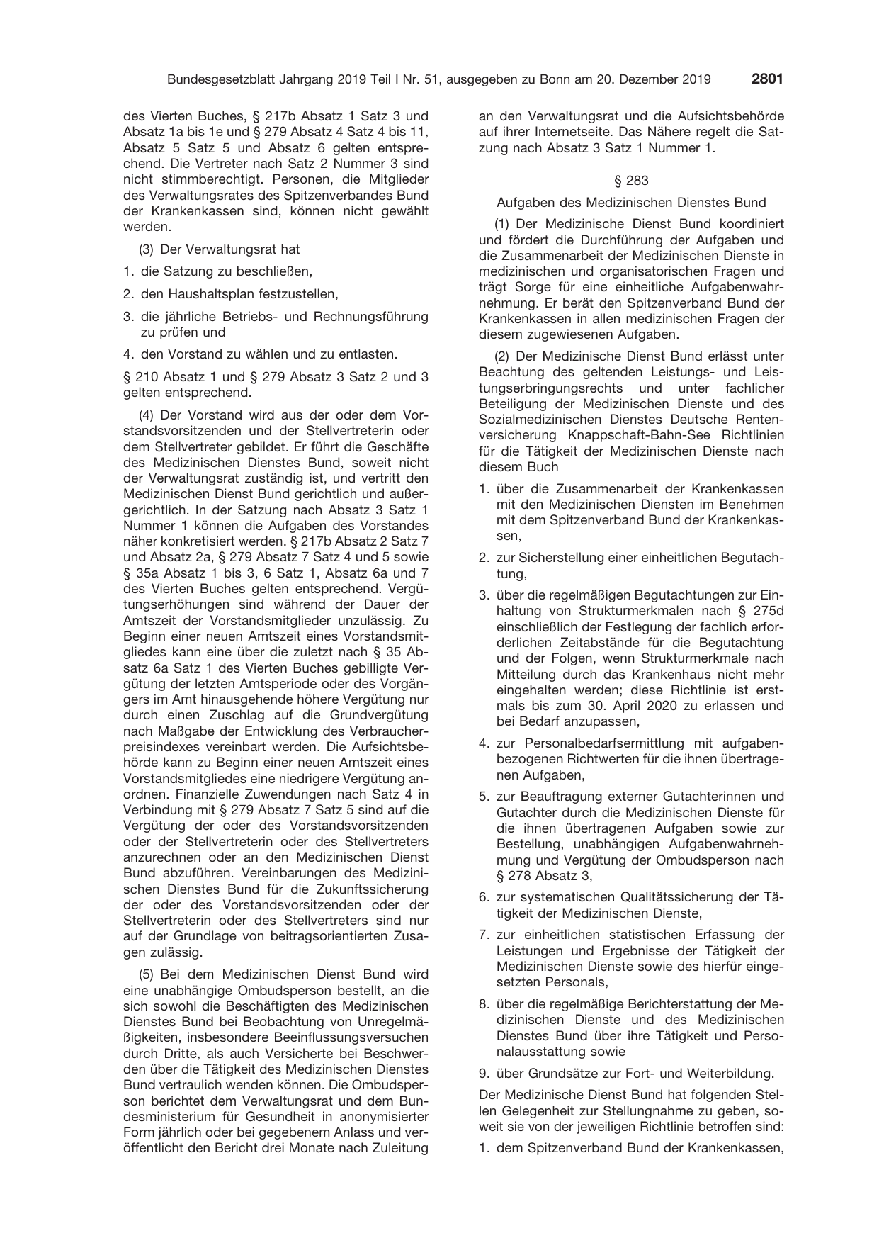 BGBl. 2019, Seite 2801 — Originalseite als Abbildung