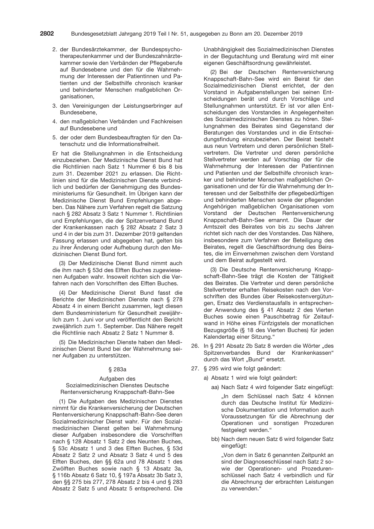 BGBl. 2019, Seite 2802 — Originalseite als Abbildung