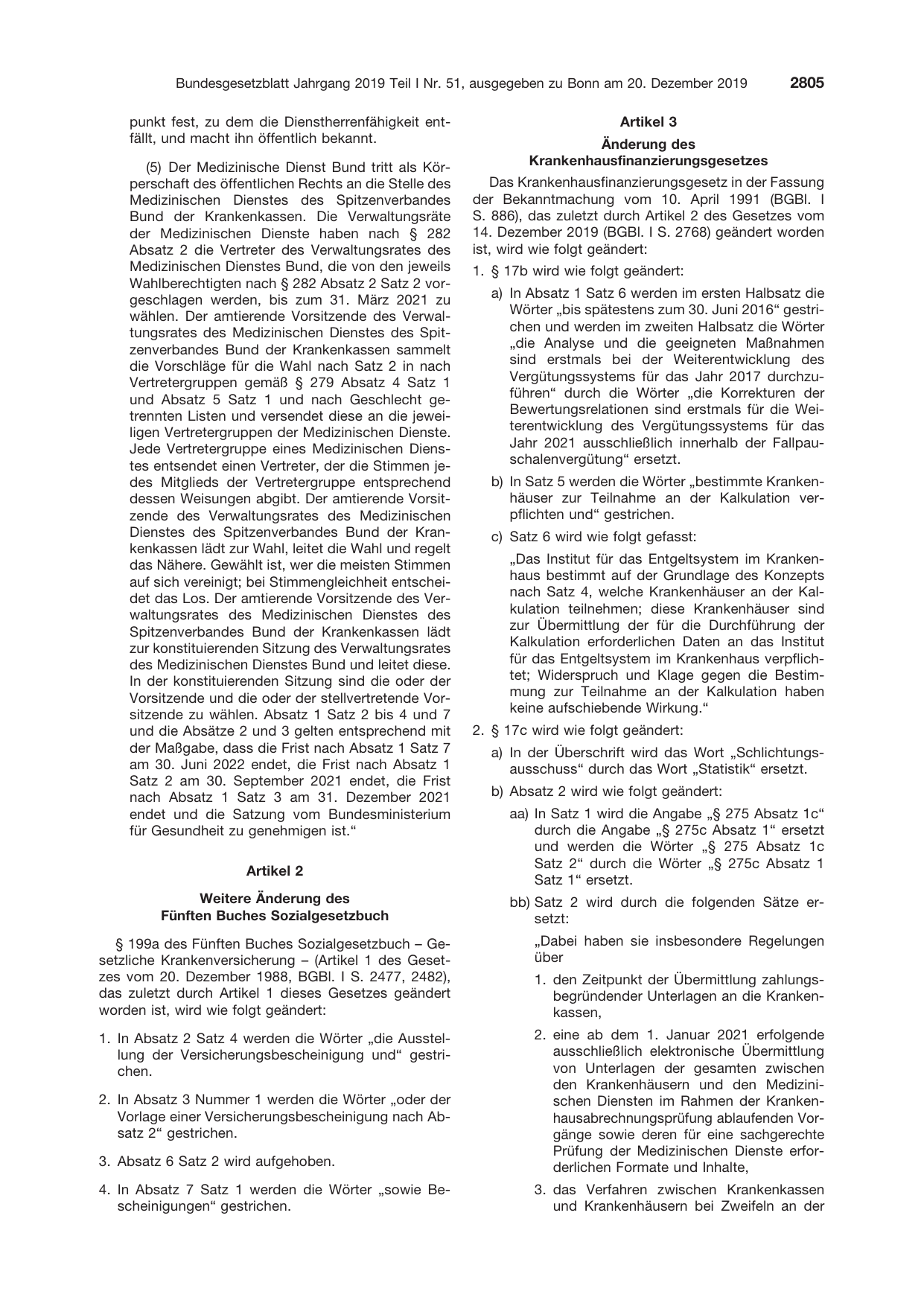 BGBl. 2019, Seite 2805 — Originalseite als Abbildung