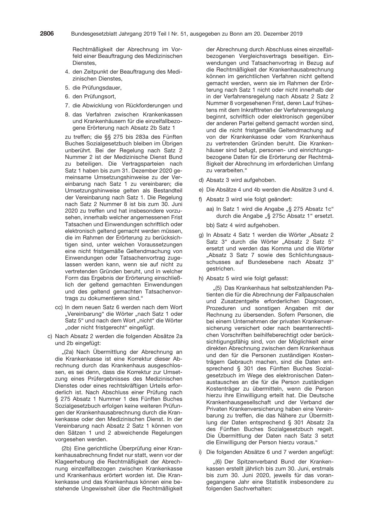 BGBl. 2019, Seite 2806 — Originalseite als Abbildung