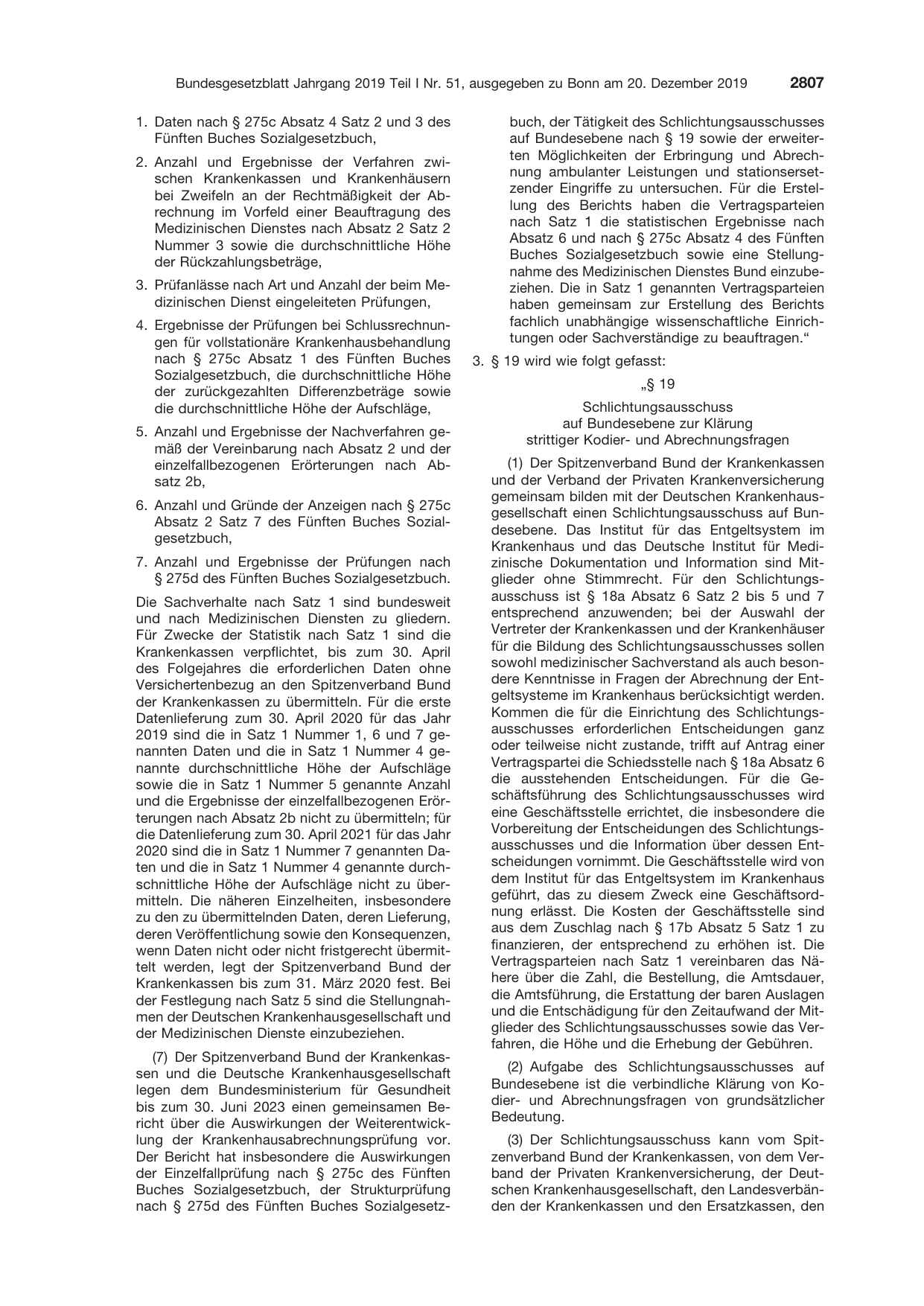 BGBl. 2019, Seite 2807 — Originalseite als Abbildung