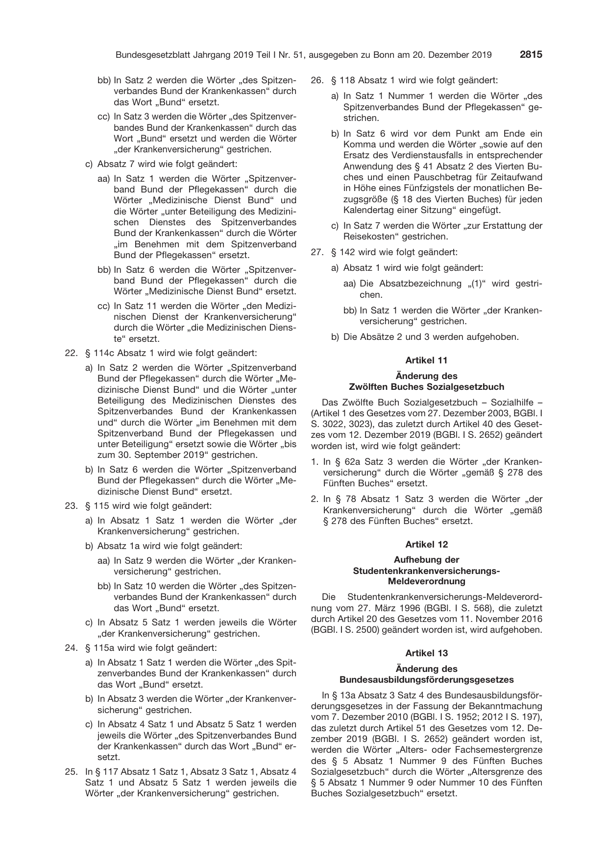 BGBl. 2019, Seite 2815 — Originalseite als Abbildung