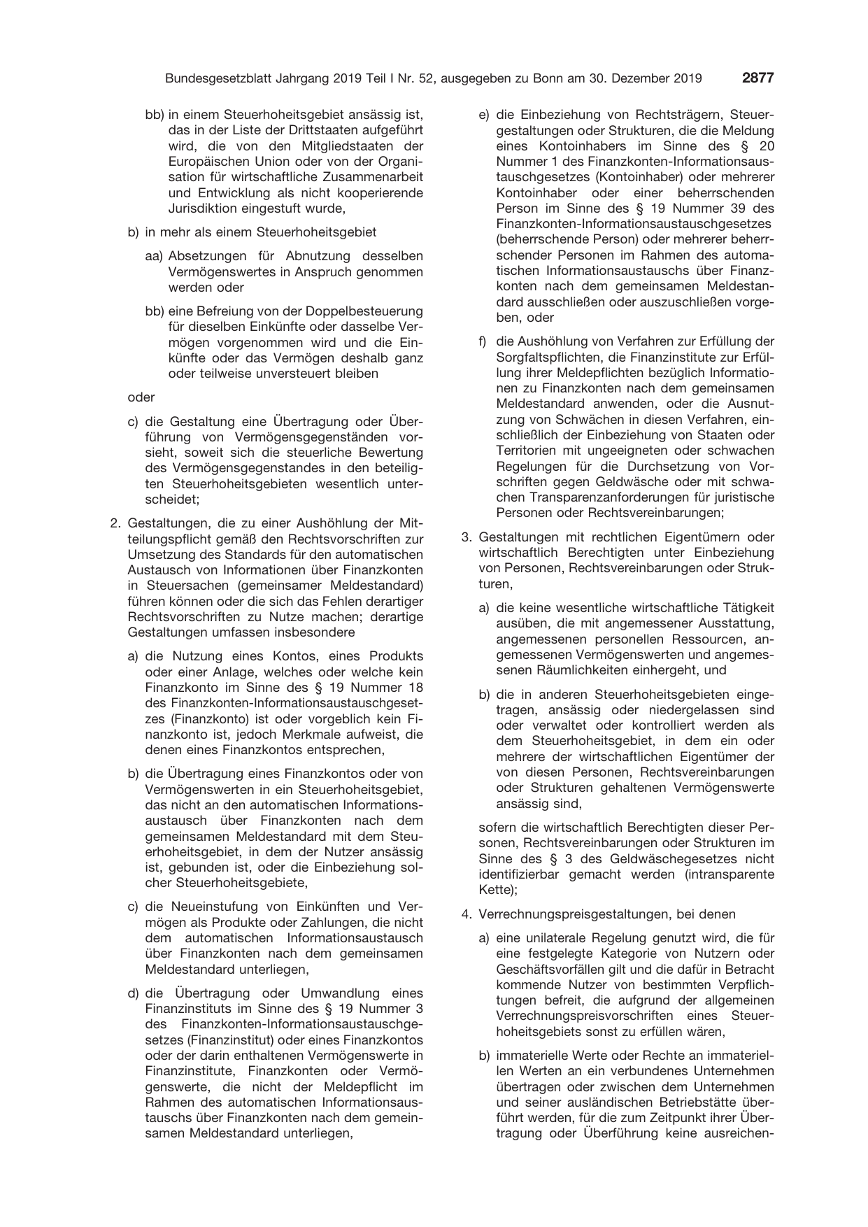 BGBl. 2019, Seite 2877 — Originalseite als Abbildung