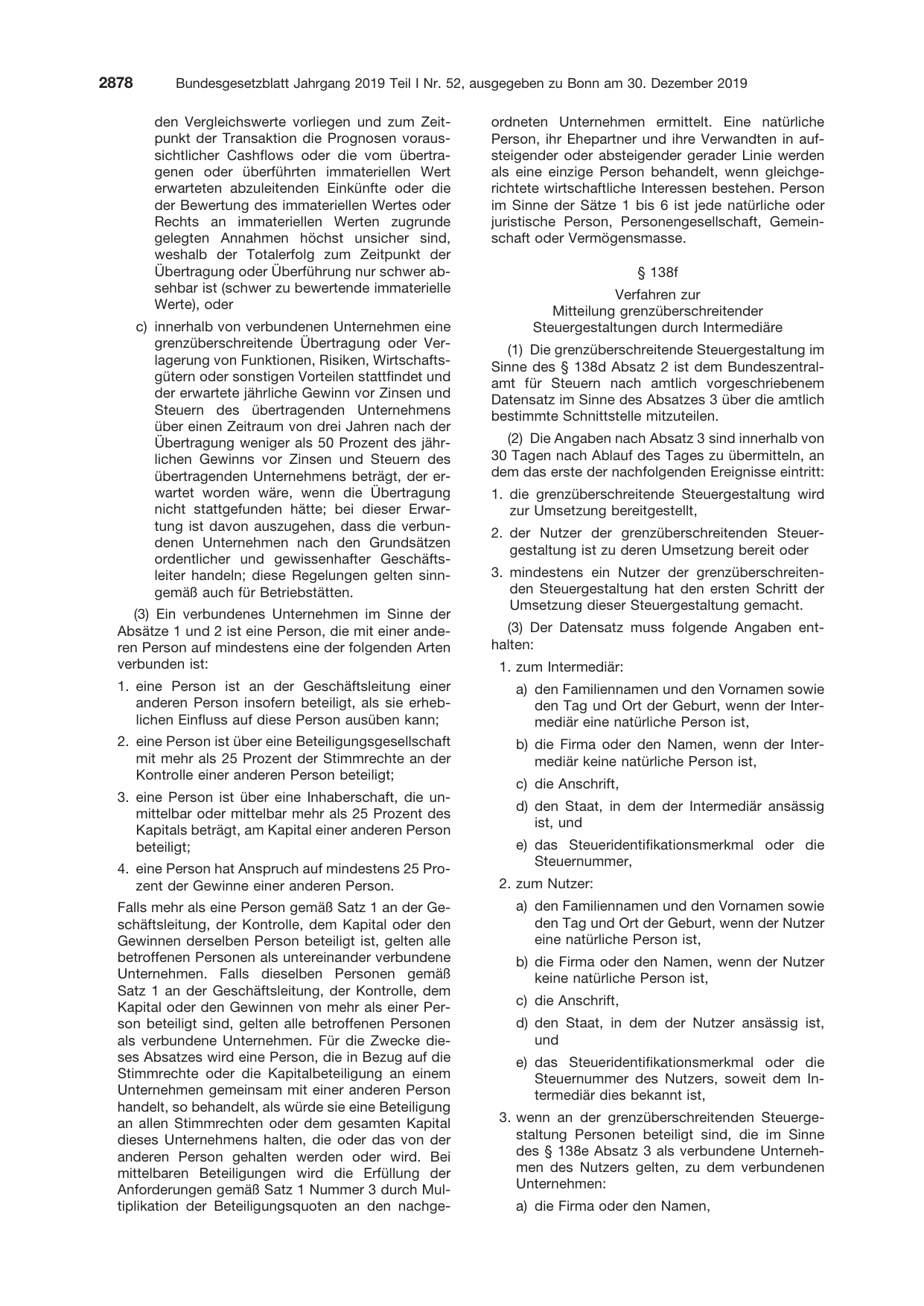 BGBl. 2019, Seite 2878 — Originalseite als Abbildung