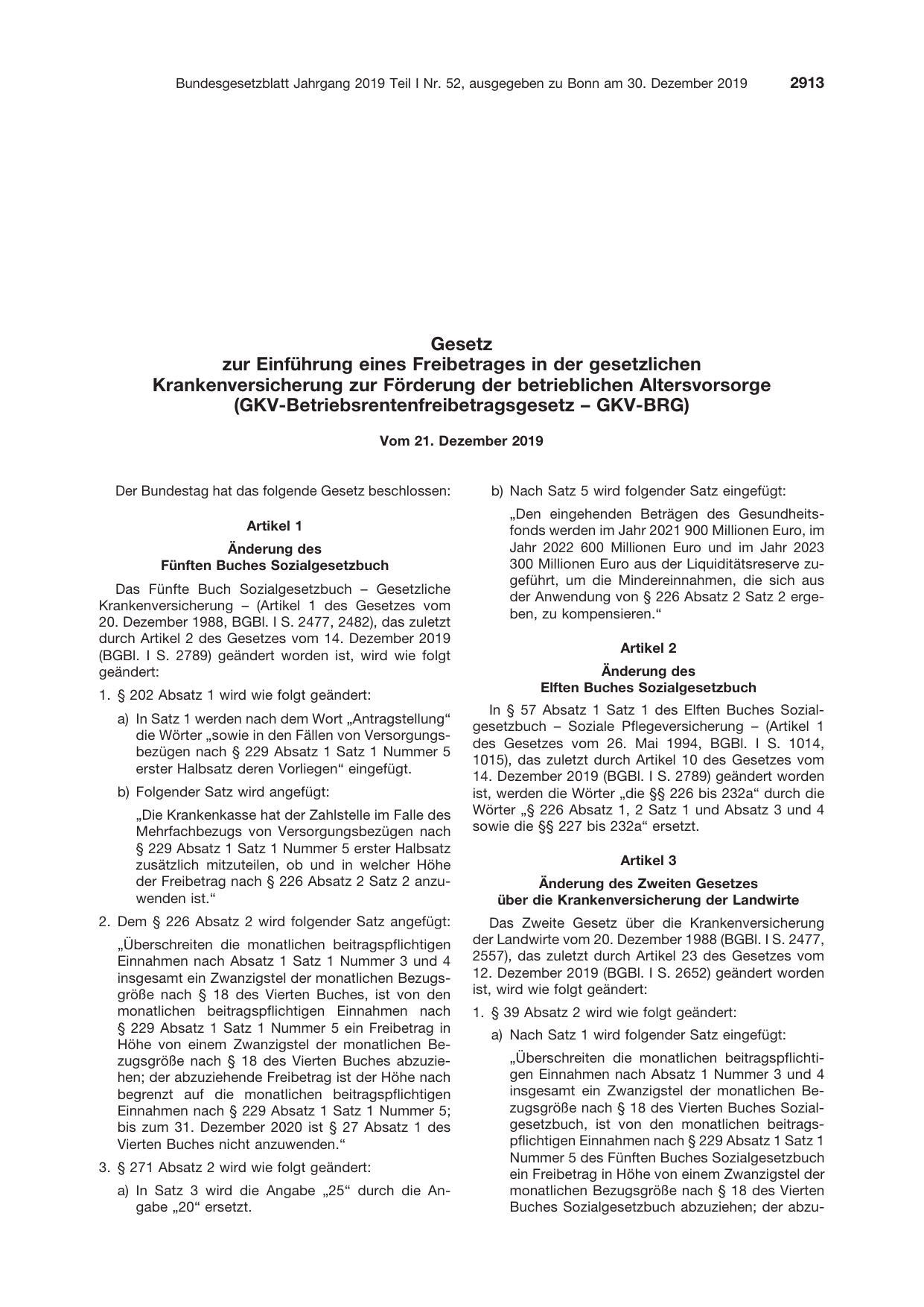 BGBl. 2019, Seite 2913 — Originalseite als Abbildung