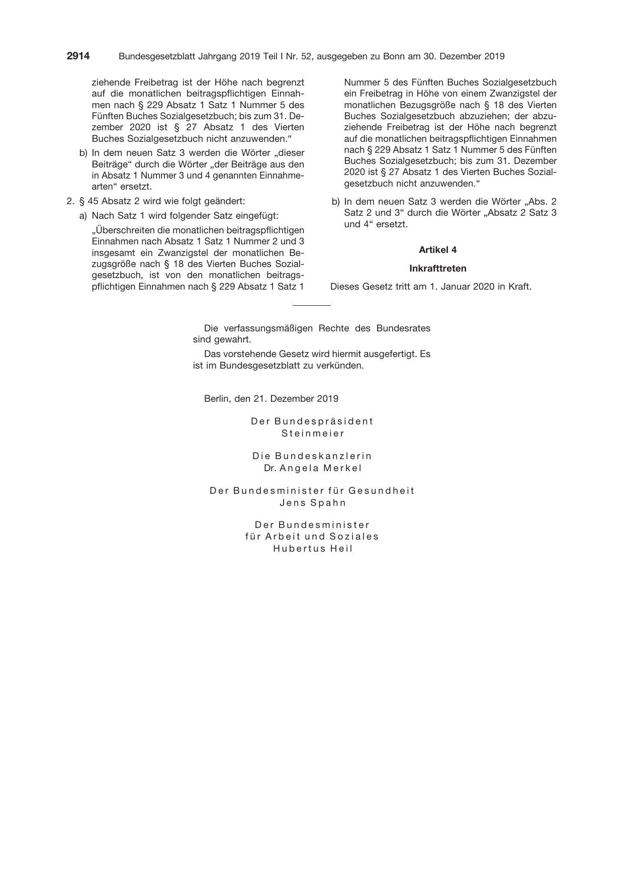 BGBl. 2019, Seite 2914 — Originalseite als Abbildung