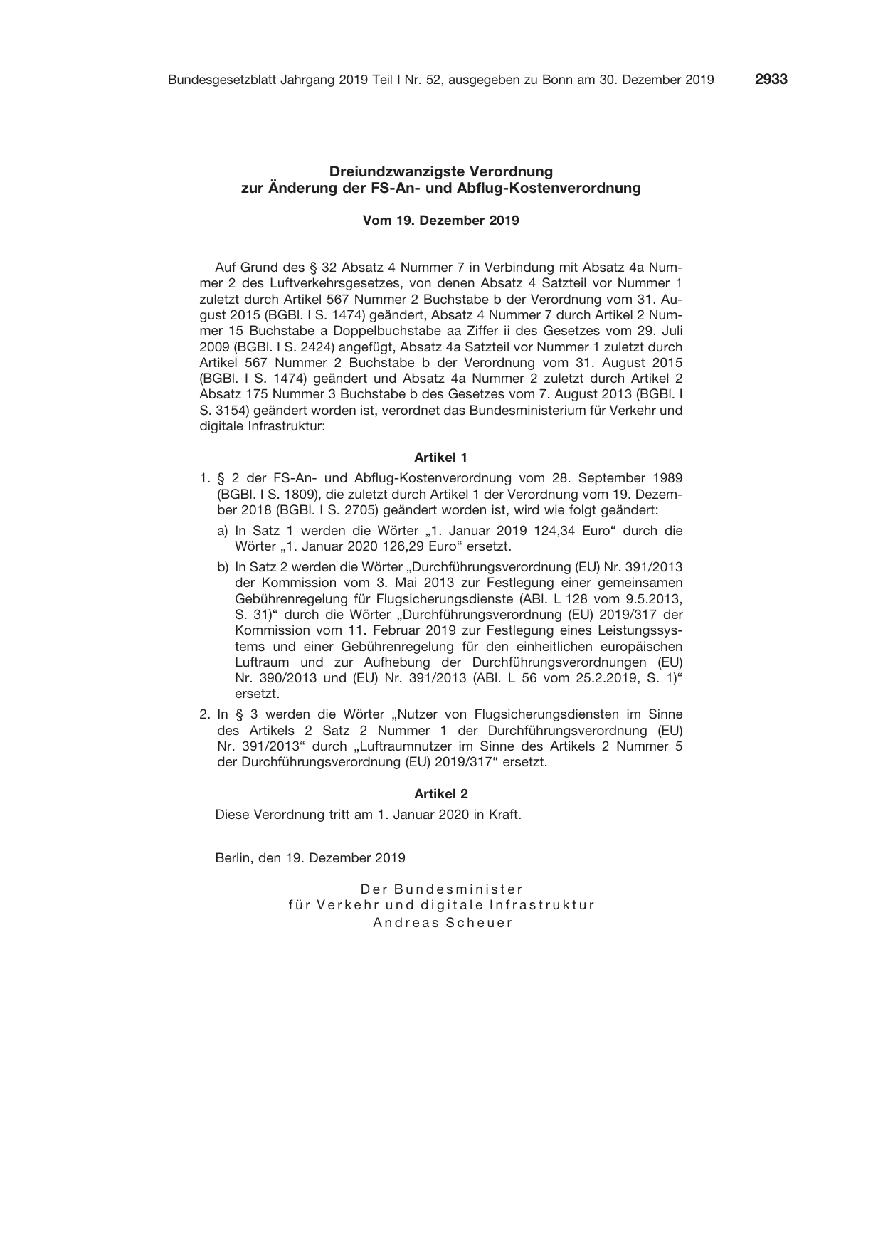BGBl. 2019, Seite 2933 — Originalseite als Abbildung