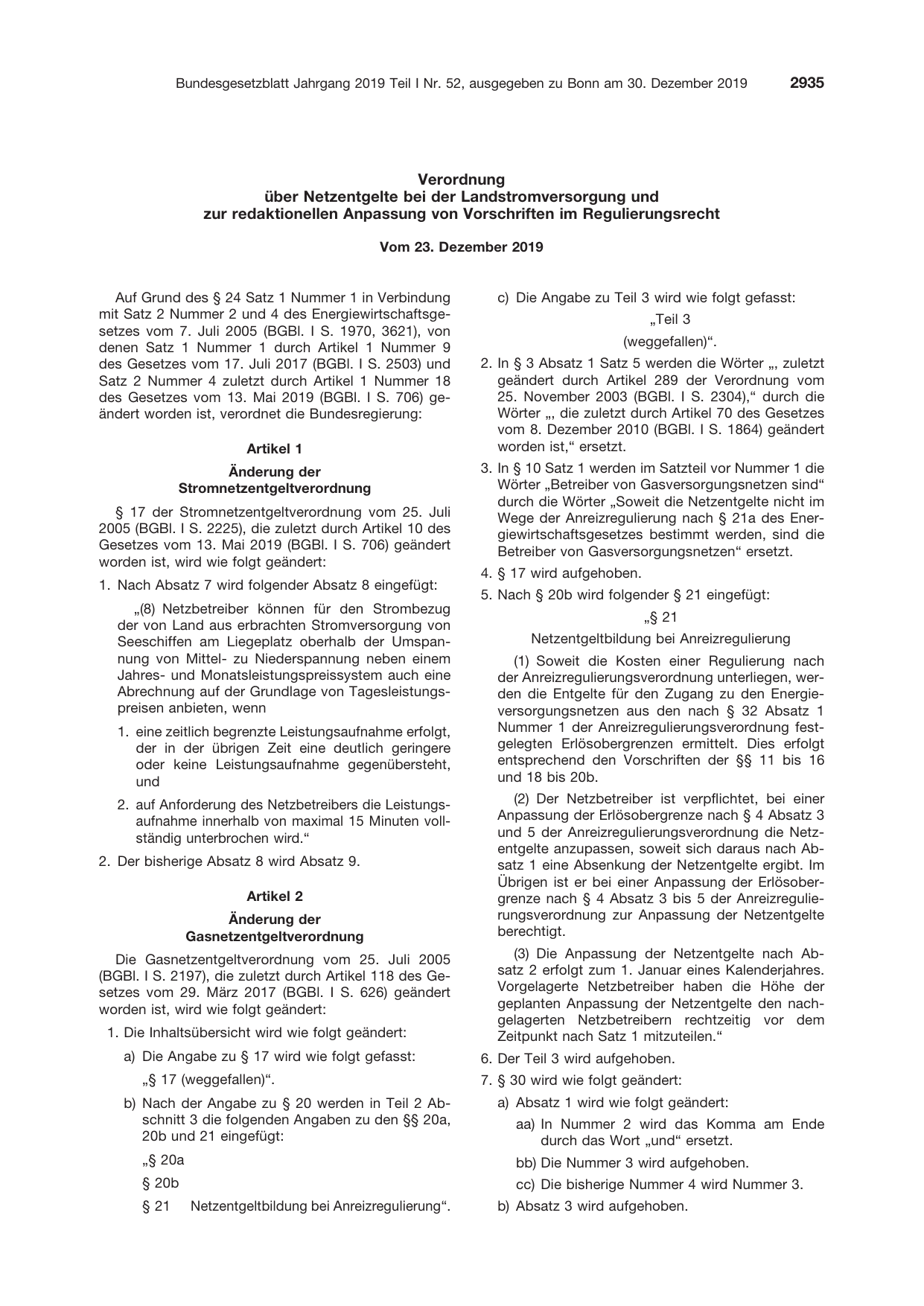 BGBl. 2019, Seite 2935 — Originalseite als Abbildung