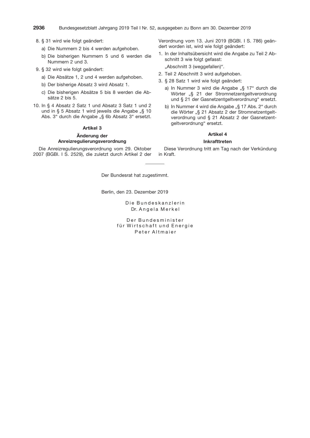 BGBl. 2019, Seite 2936 — Originalseite als Abbildung