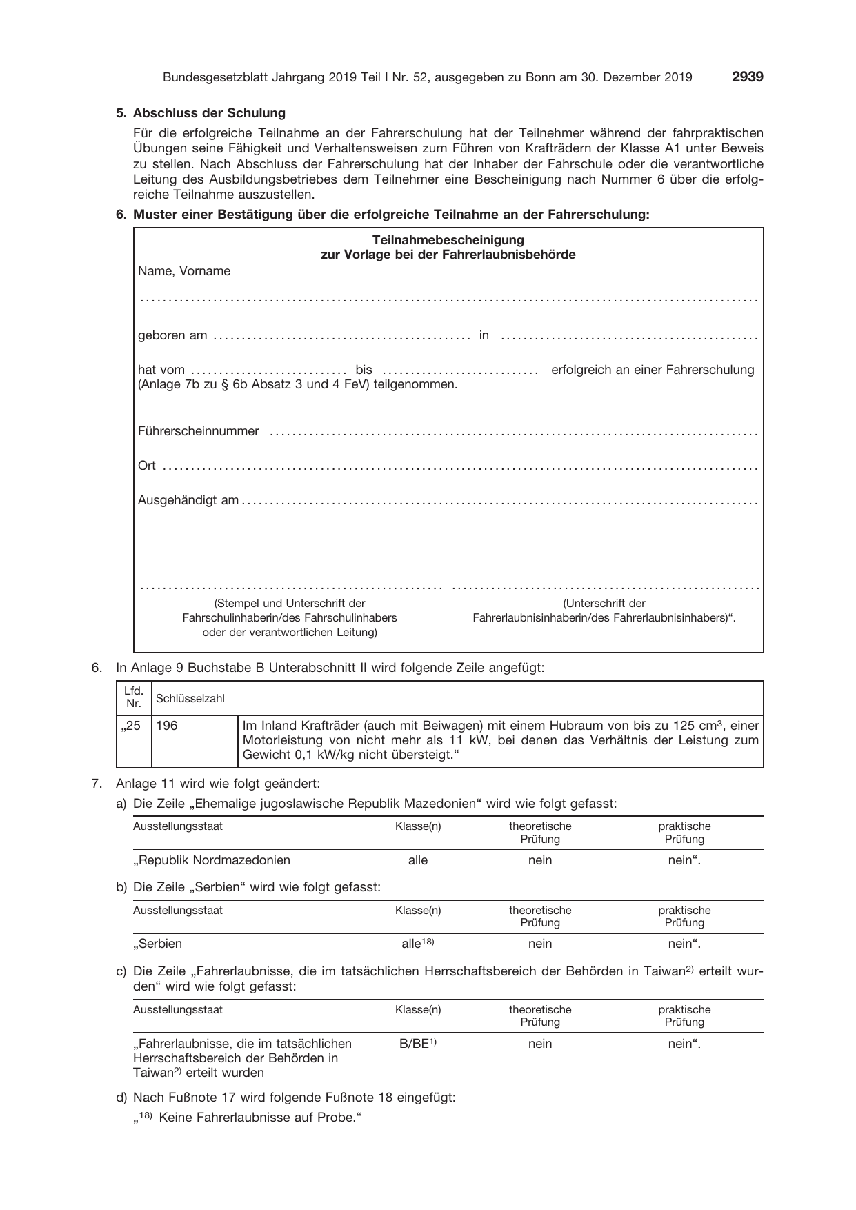 BGBl. 2019, Seite 2939 — Originalseite als Abbildung